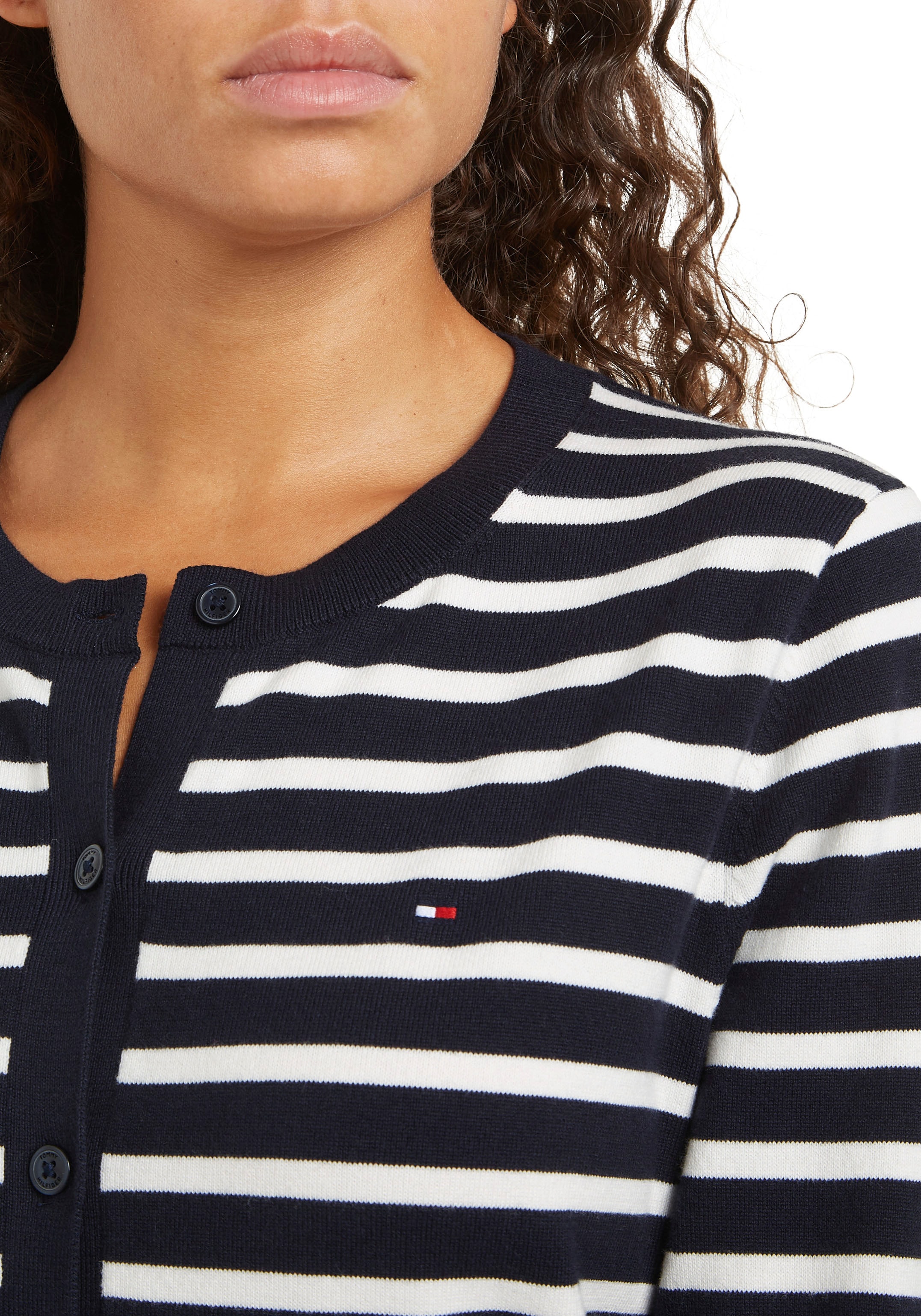 Tommy Hilfiger Strickjacke »CO JERSEY STITCH CARDIGAN«, mit Tommy Hilfiger Flagge