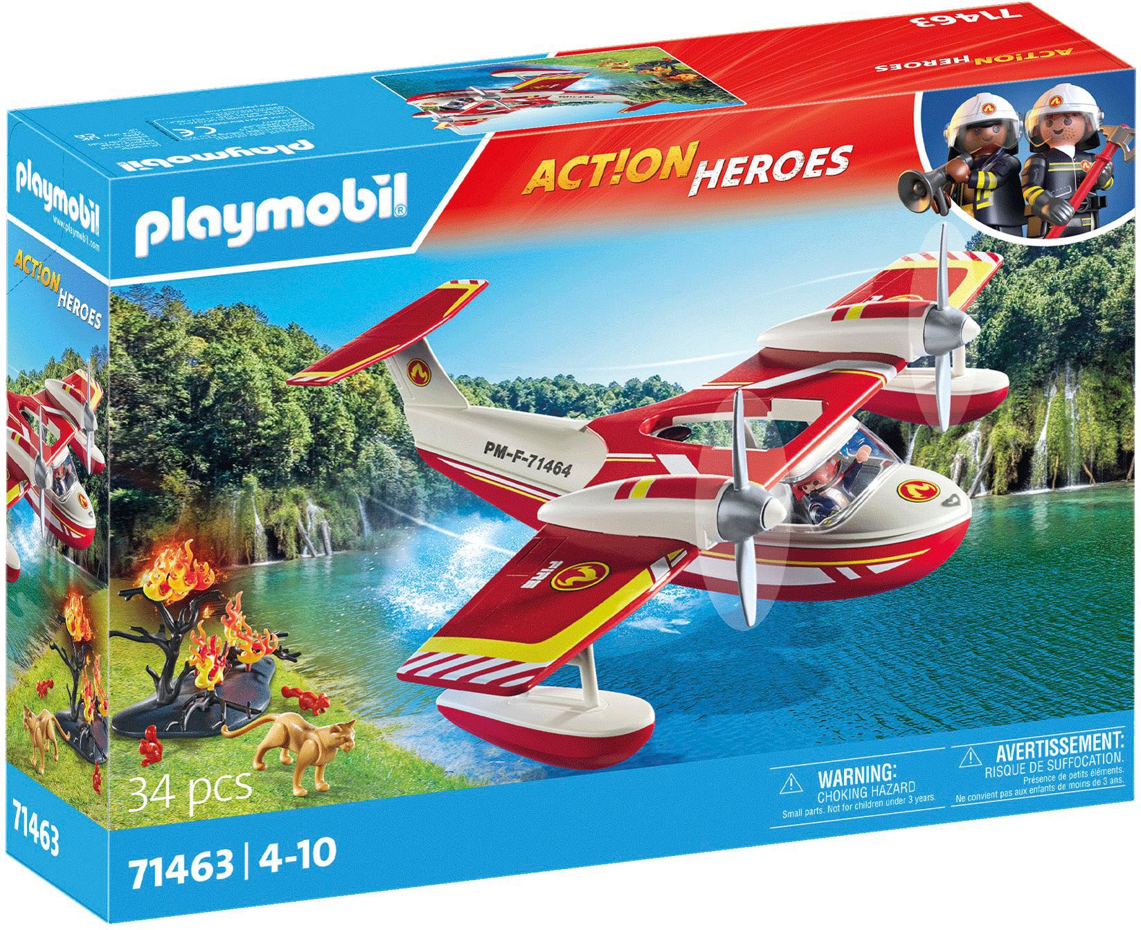 Playmobil Konstruktions-Spielset "Feuerwehrflugzeug mit Löschfunktion (71463), Action Heroes" Made in Europe