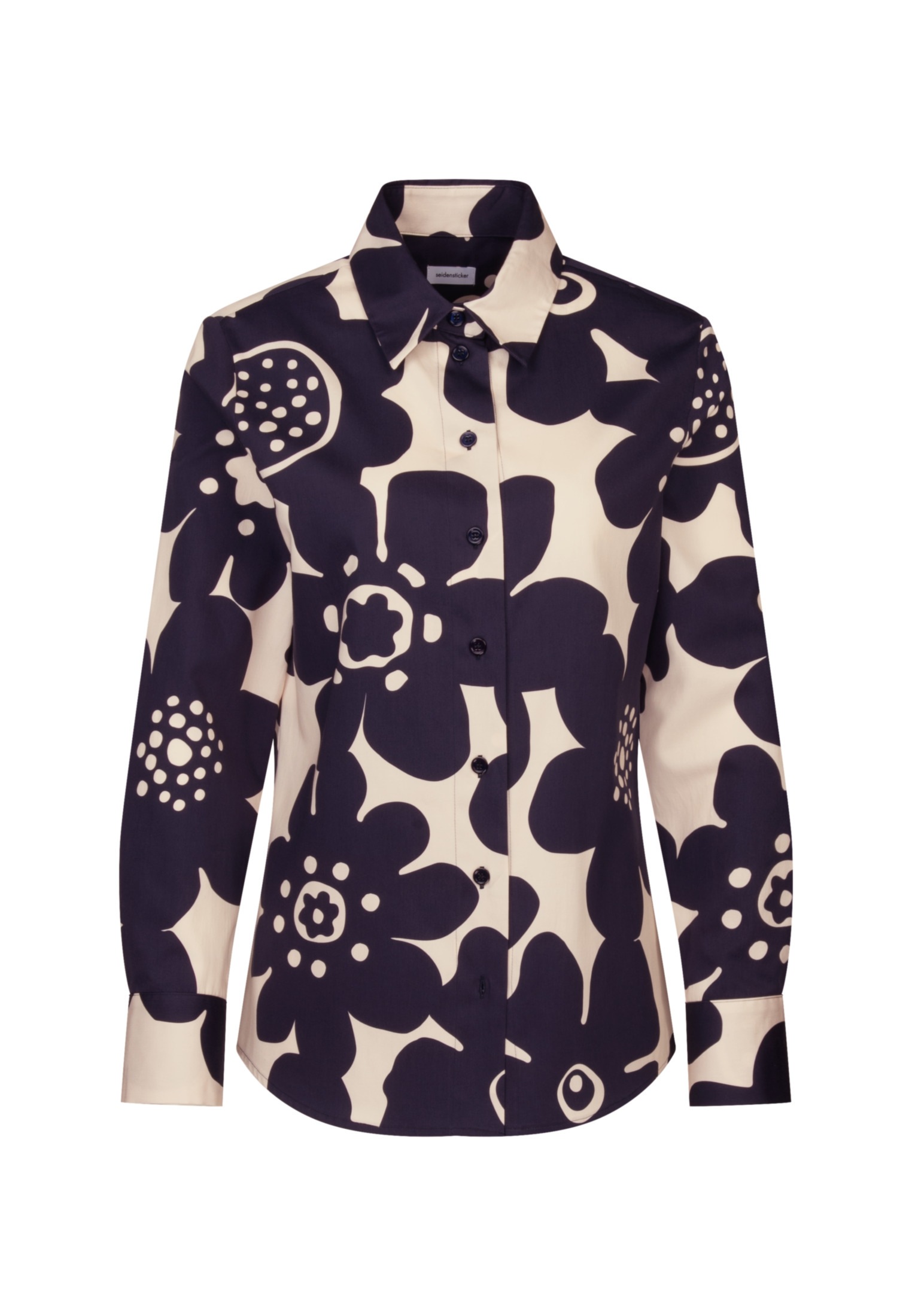 seidensticker Hemdbluse »Schwarze Rose«, Langarm Kragen Floral