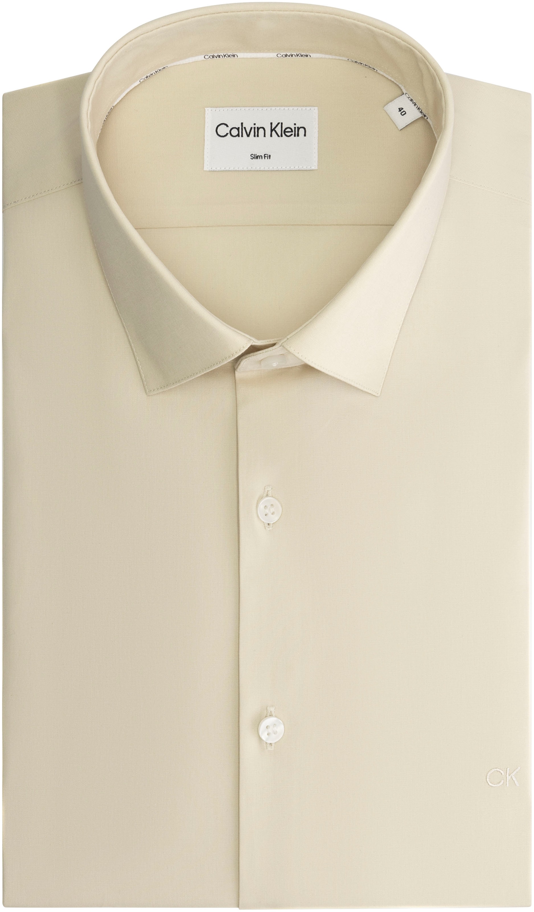 Businesshemd »POPLIN STRETCH SLIM SHIRT«, mit Kentkragen, Logoprint auf Brusthöhe