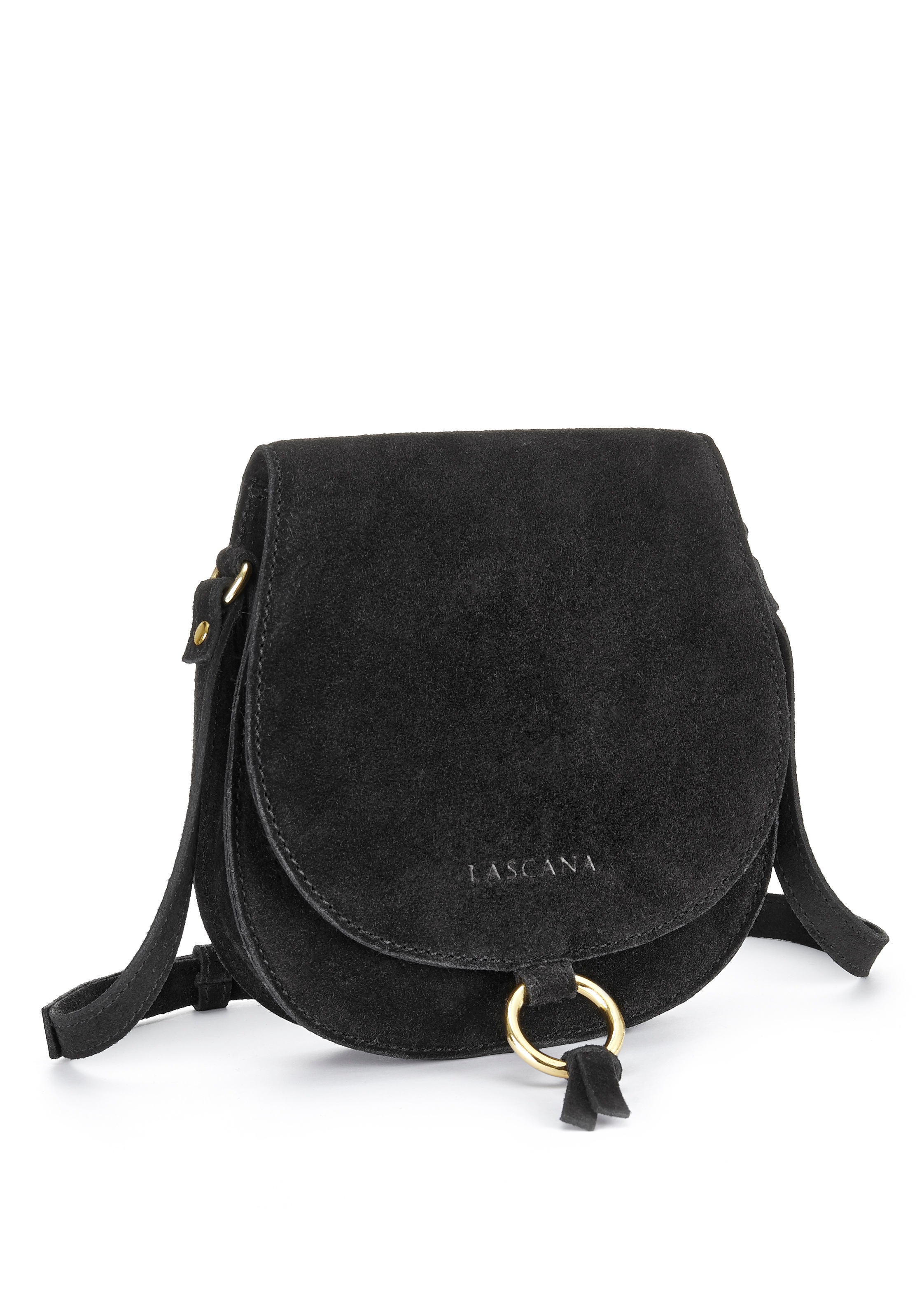 LASCANA Umhängetasche aus Leder, Handtasche im Western-Look mit goldfarbenem Zierring