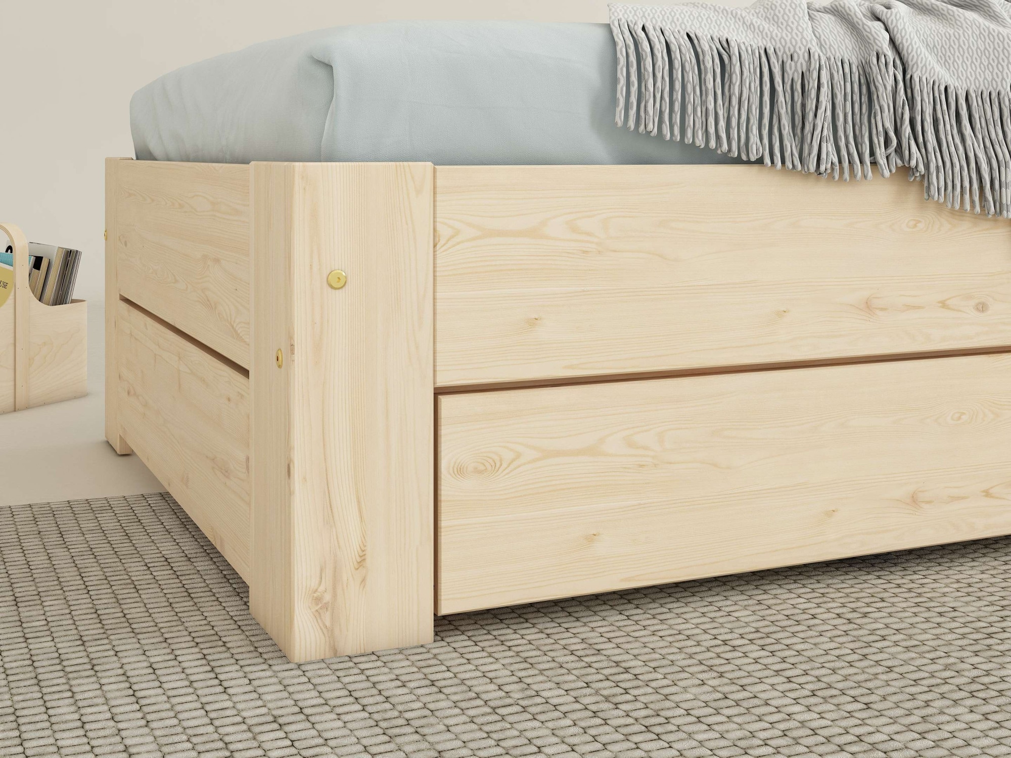 Home affaire Massivholzbett »Imme, ausziehbar 90cm-180cm, ideal für Schlafbesuch, mit Lattenrost«, (Liegefläche 2x 90x200cm), Massive Kiefer, Schubkasten optional, Belastbarkeit 180 KG