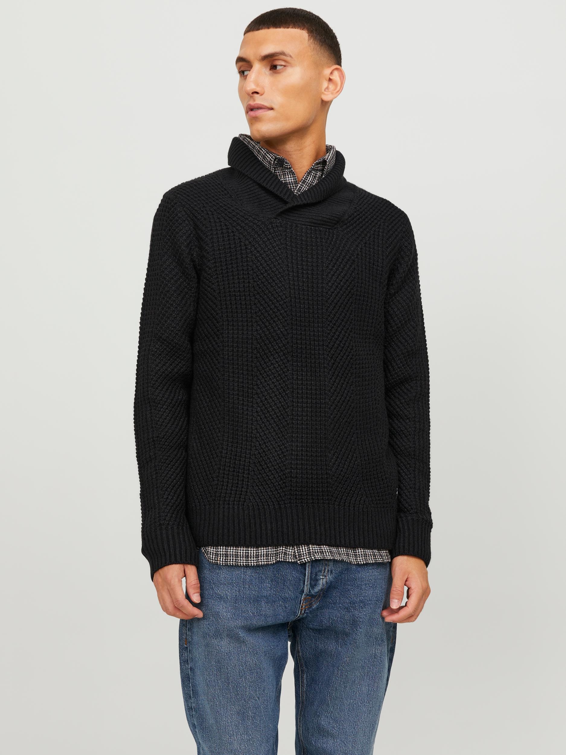 Strickpullover »JJSTANDFORD KNIT SHAWL NECK«, Grobstrick