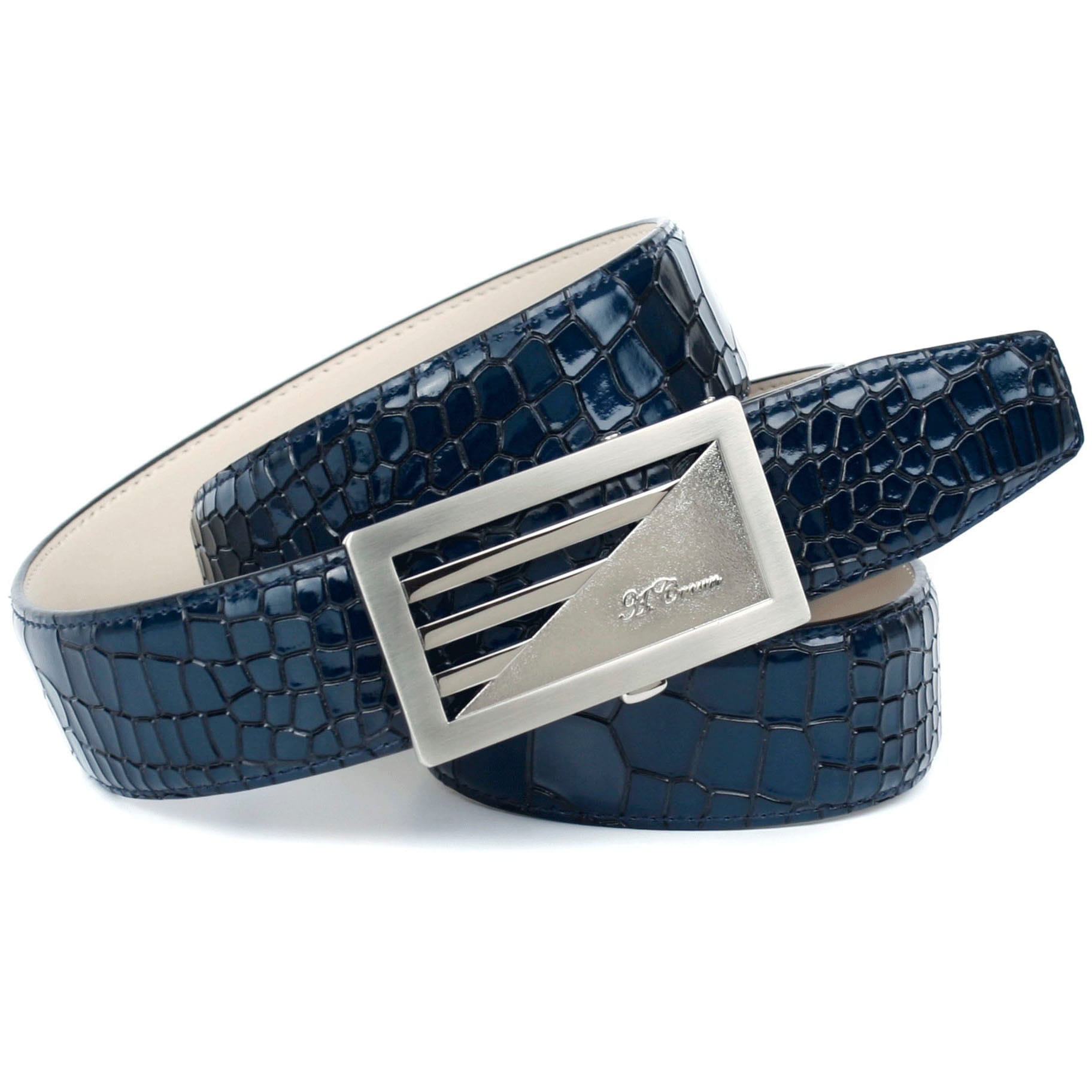 kaufen in in Crown Anthoni Ledergürtel, online Kroko-Design blau Jelmoli-Versand bei Schweiz