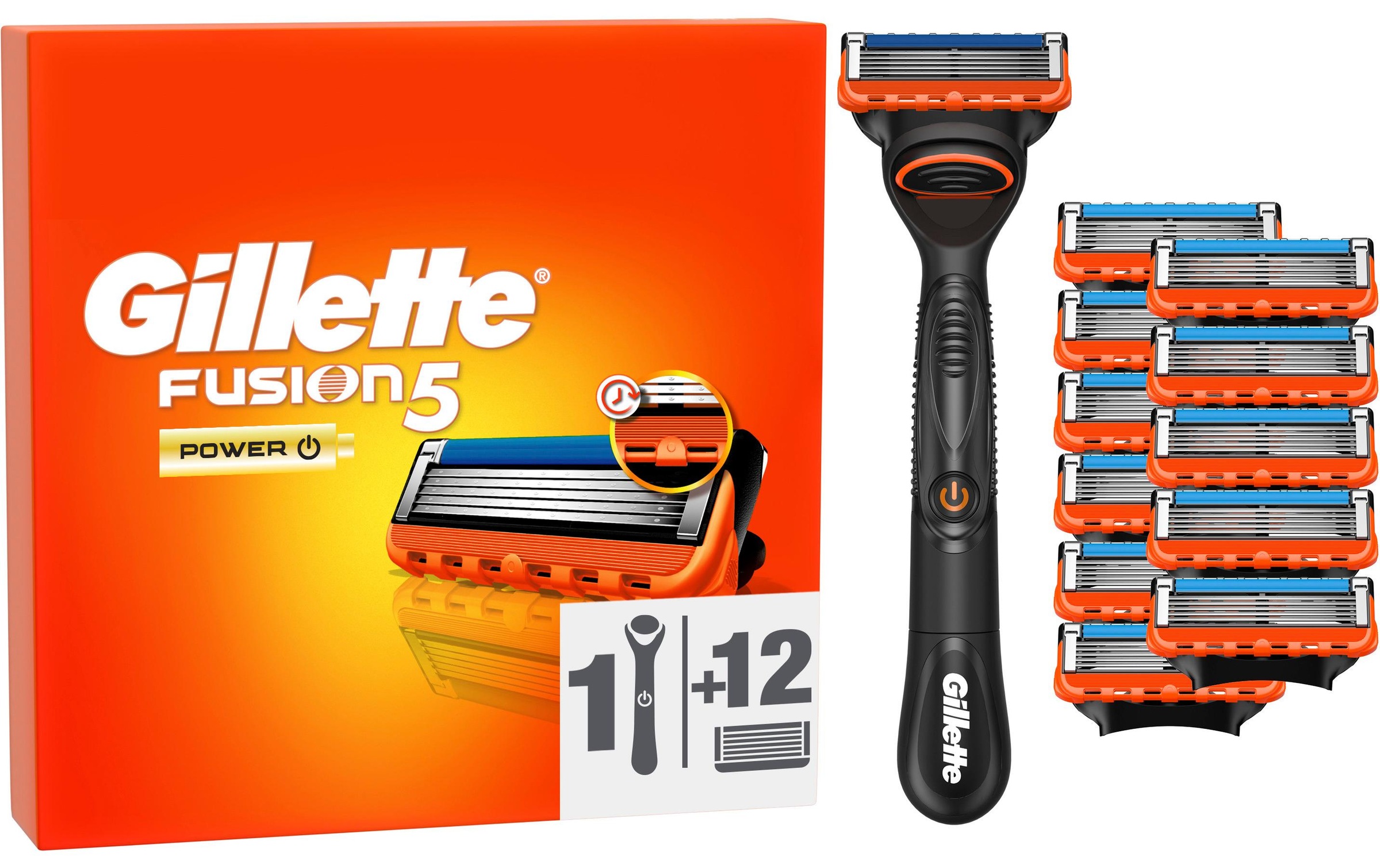 Gillette Nassrasierer »Gillette Fusion5 Power 12er + Handstück«
