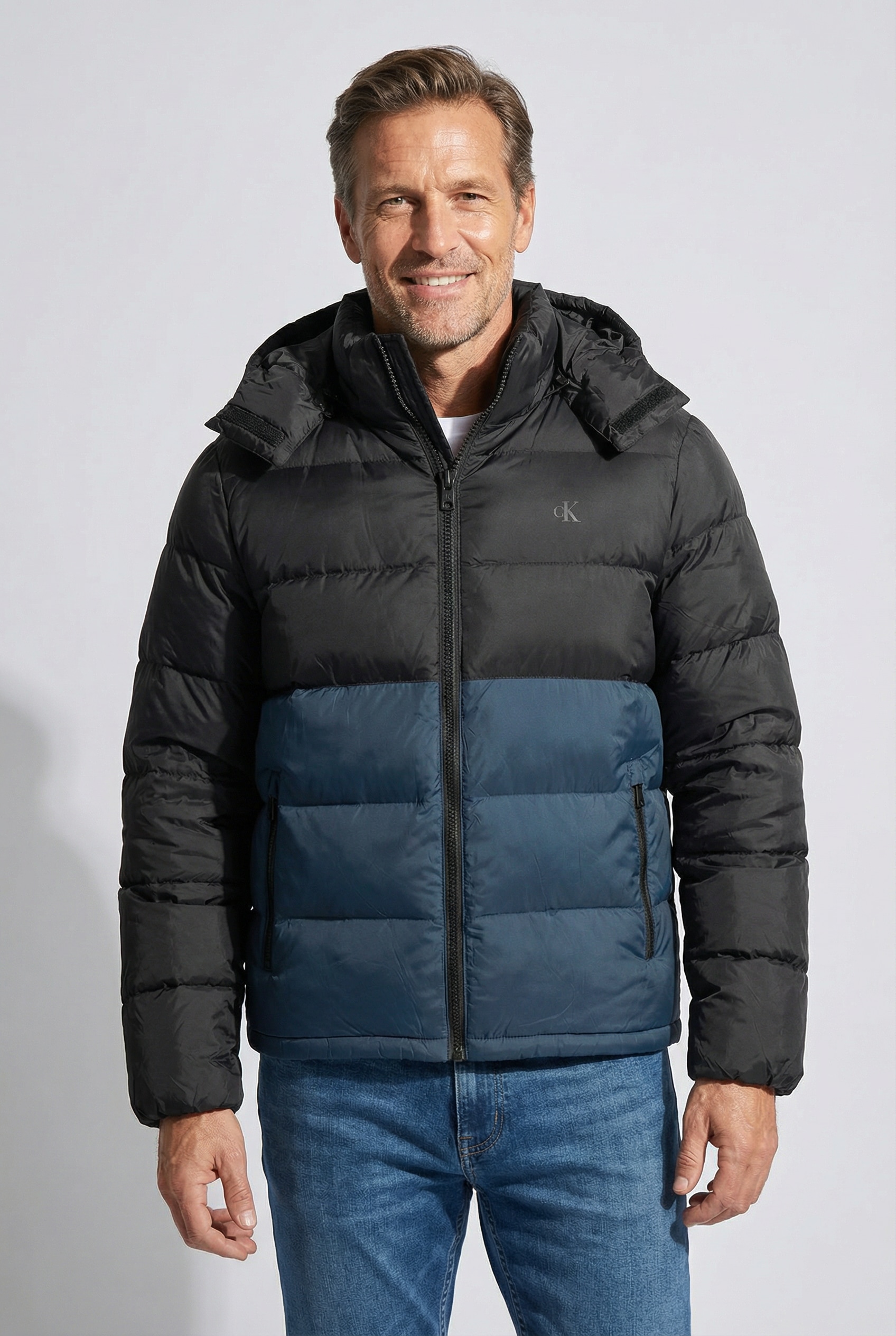 Calvin Klein Jeans Steppjacke »LS NYLON COLOR BOCK PUFFER JKT« mit Kapuze Mit Rundhalsausschnitt, regular fit