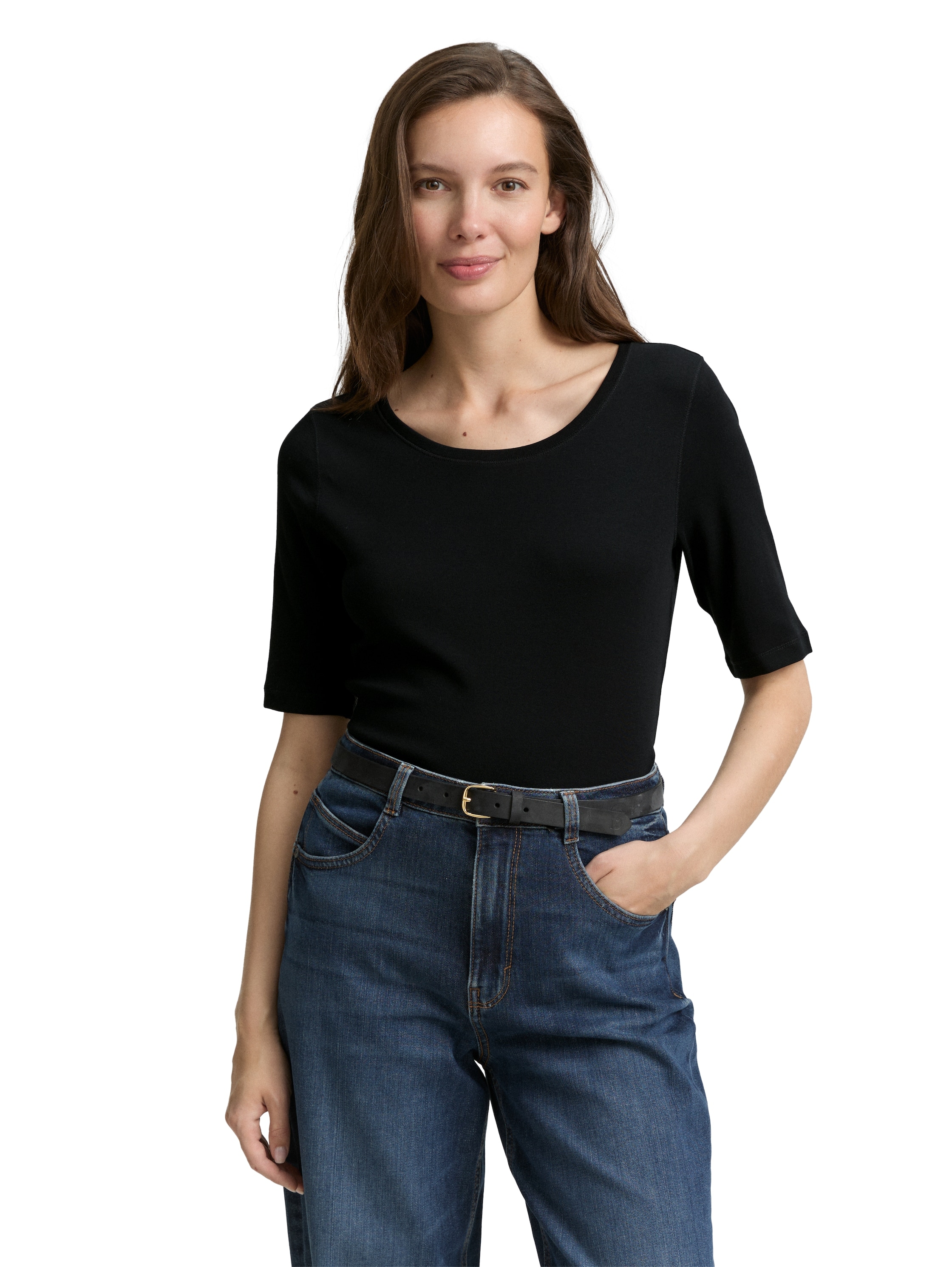 TOM TAILOR T-Shirt mit grossem Rundhalsausschnitt