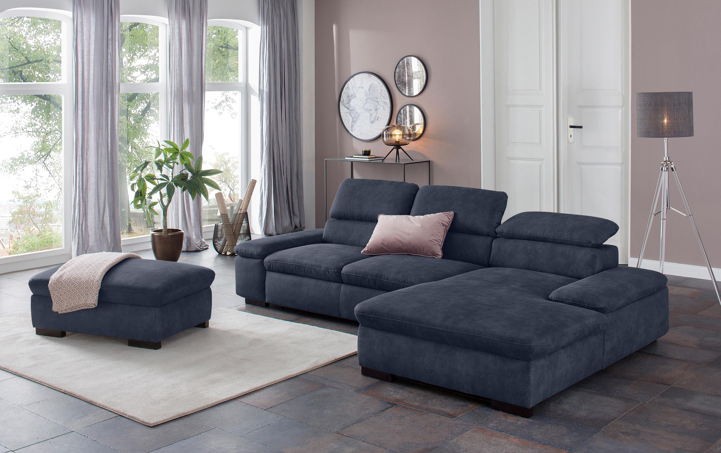 Home affaire Ecksofa »Alberto L-Form«, mit Kopfteilverstellung, wahlweise mit Bettfunktion