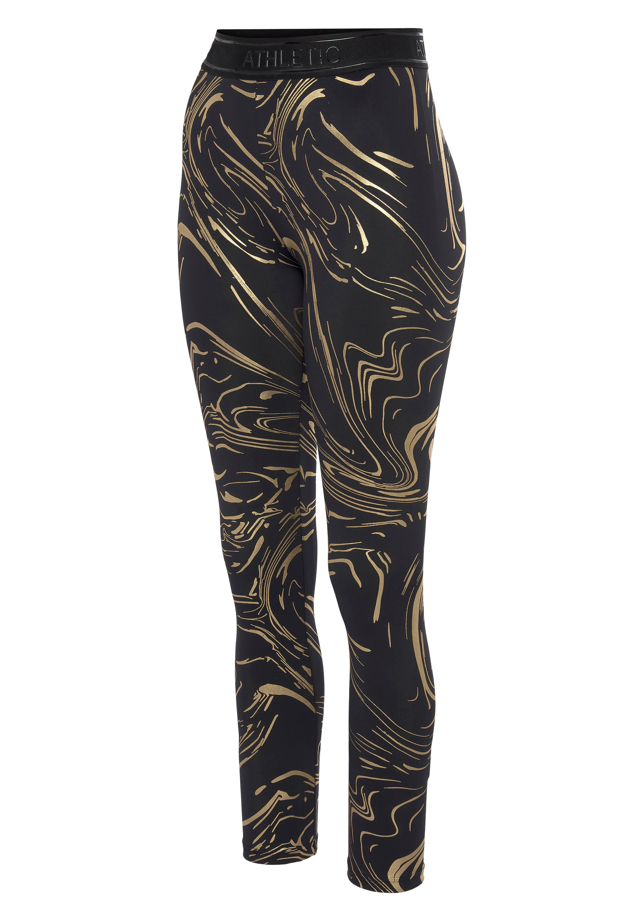 LASCANA ACTIVE Funktionsleggings »-Sportleggings«, mit glänzendem Print und 3D Schriftzug