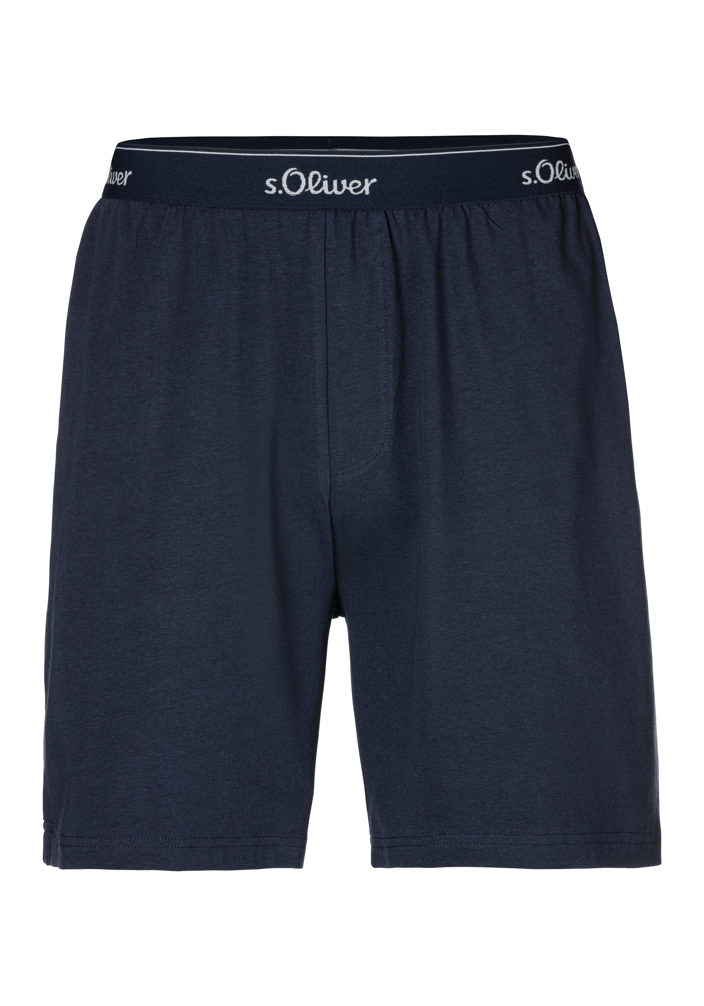 s.Oliver Pyjama, (2 tlg., 1 Stück), Oberteil in Melange-Optik mit Knopfleiste