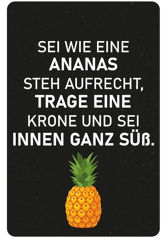 Metallbild »Ananas«, Sprüche, (1 St.)