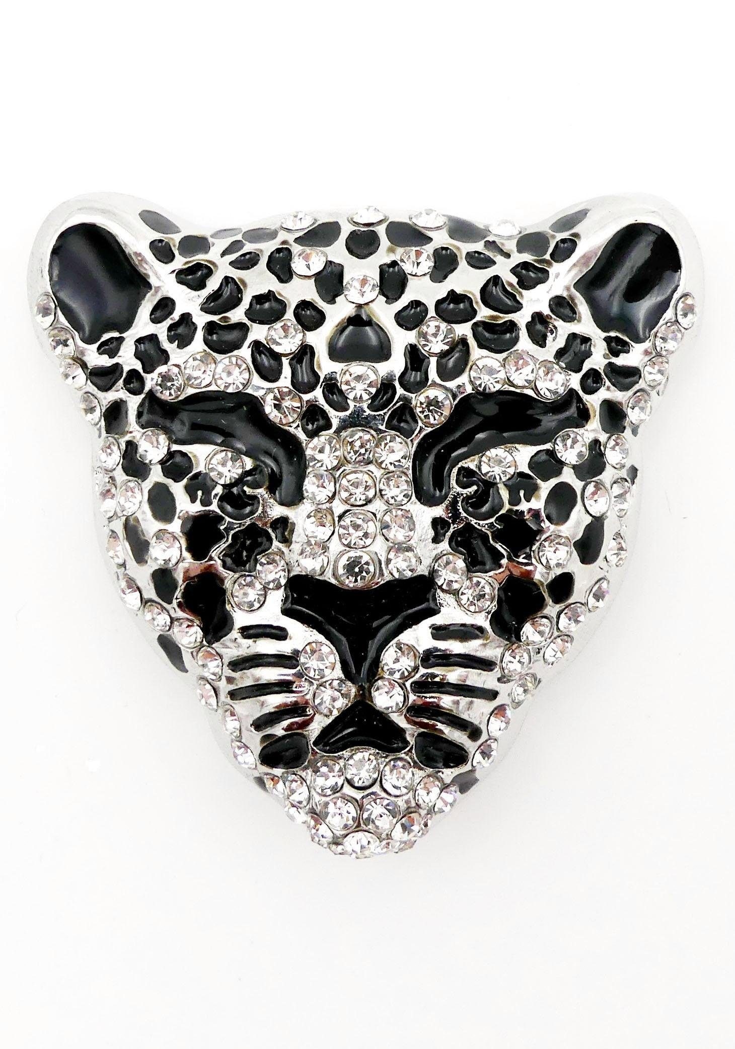 Brosche »Schmuck Geschenk Ansteckschmuck Leopard«, mit Strasssteinen