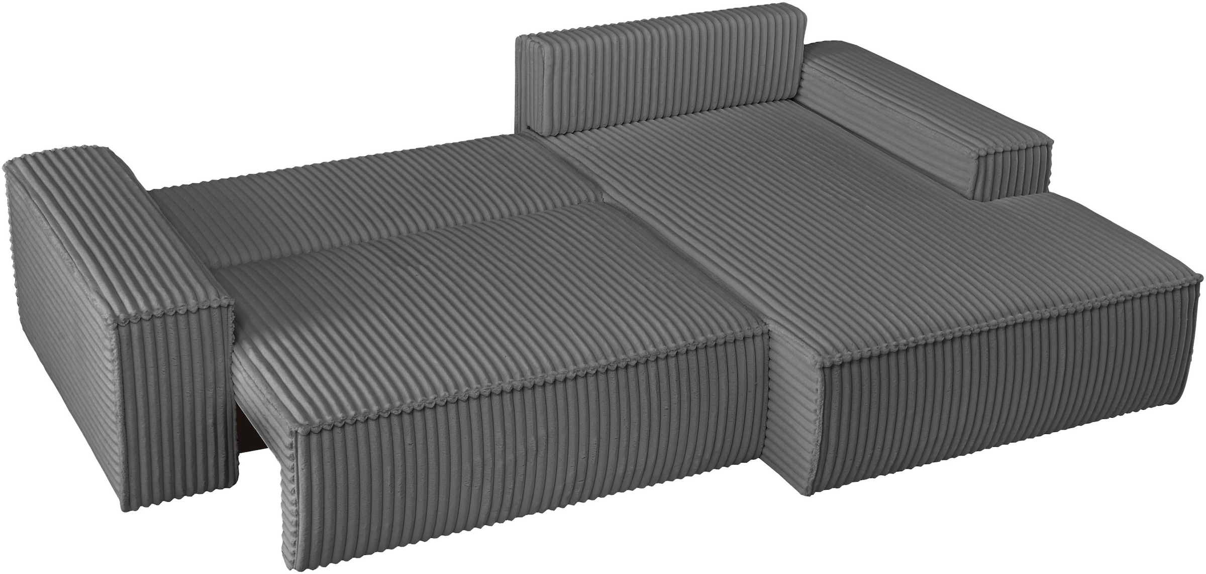 andas Ecksofa »Finnley Schlafsofa 267 cm in Bouclé, Struktur fein u. Cord, L-Form,«, Schlaffunktion m. Bettkasten (136/210 cm), Bouclé, Struktur und Cord