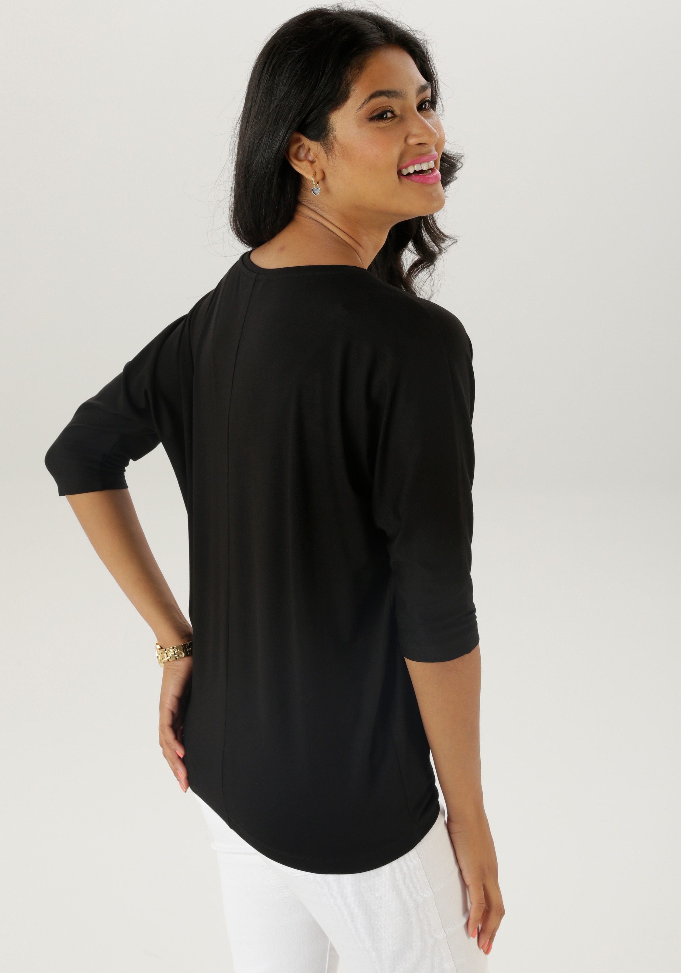 Aniston SELECTED 3/4-Arm-Shirt, mit goldfarbenfarbigen Herzen und Statementspruch