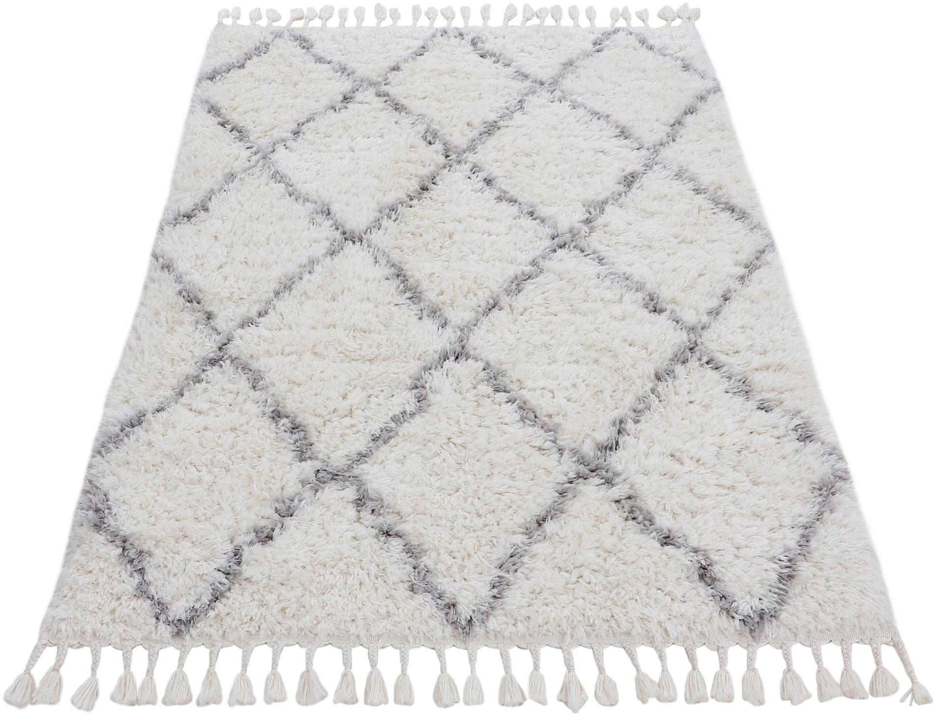 carpetfine Hochflor-Teppich »Eddy«, rechteckig, 30 mm Höhe, Shaggy, auch als Läufer und in quadratisch, mit Fransen, Wohnzimmer