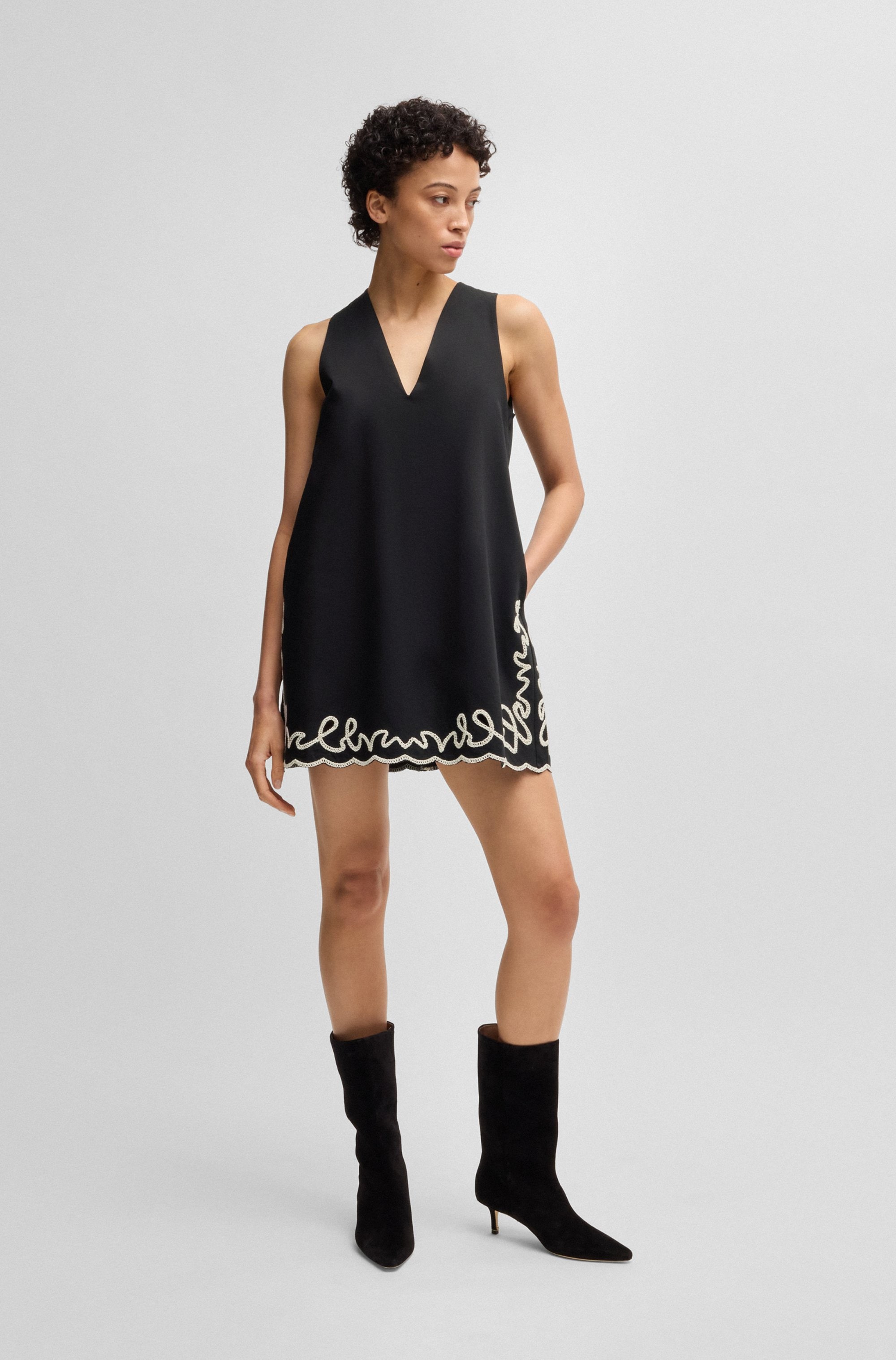 BOSS ORANGE Blusenkleid »Dembrolai Premium Damenmode«, mit Stickerei