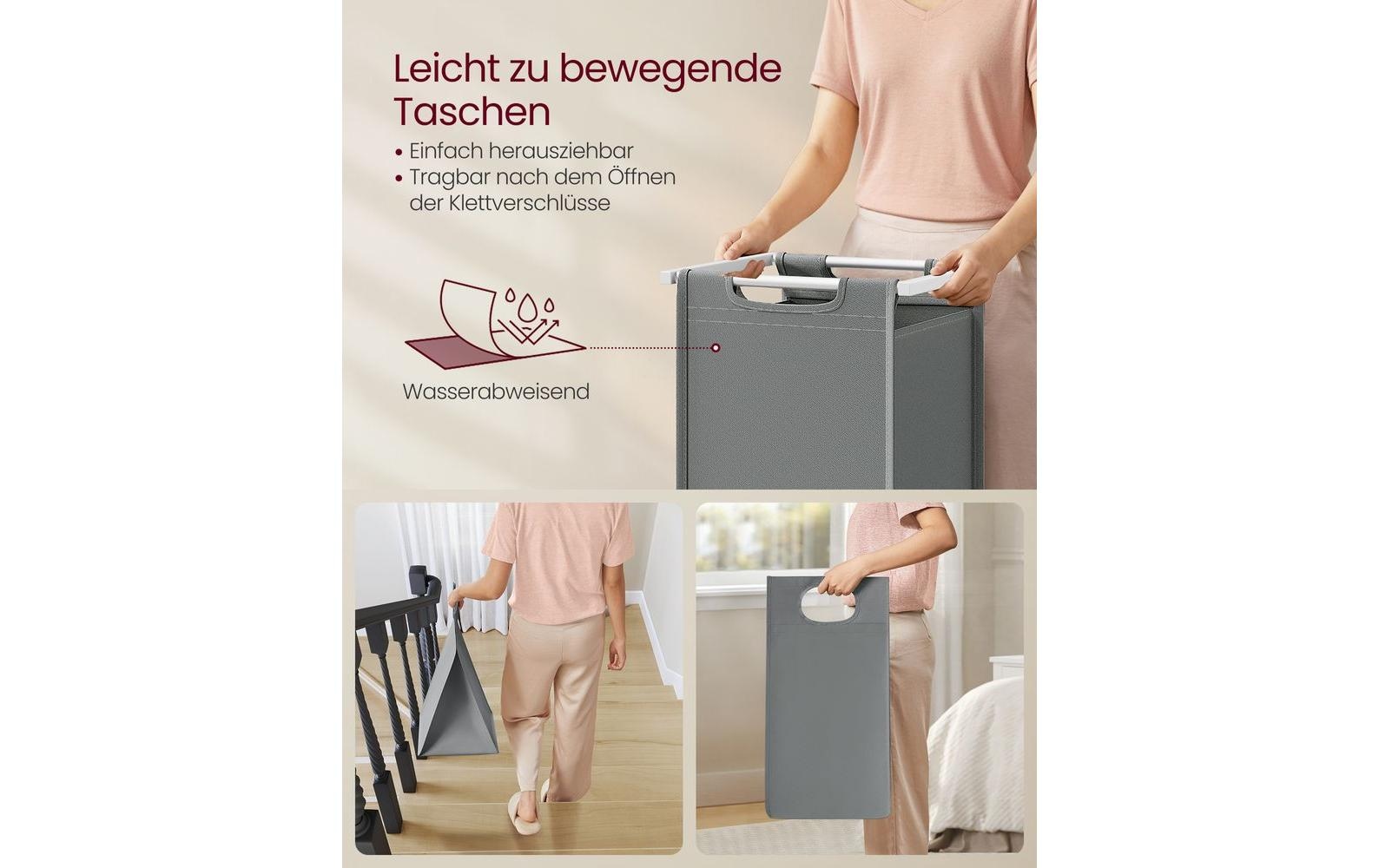 VASAGLE Wäschekorb »mit Ablage 2 x 46 l, Grau/Weiss«