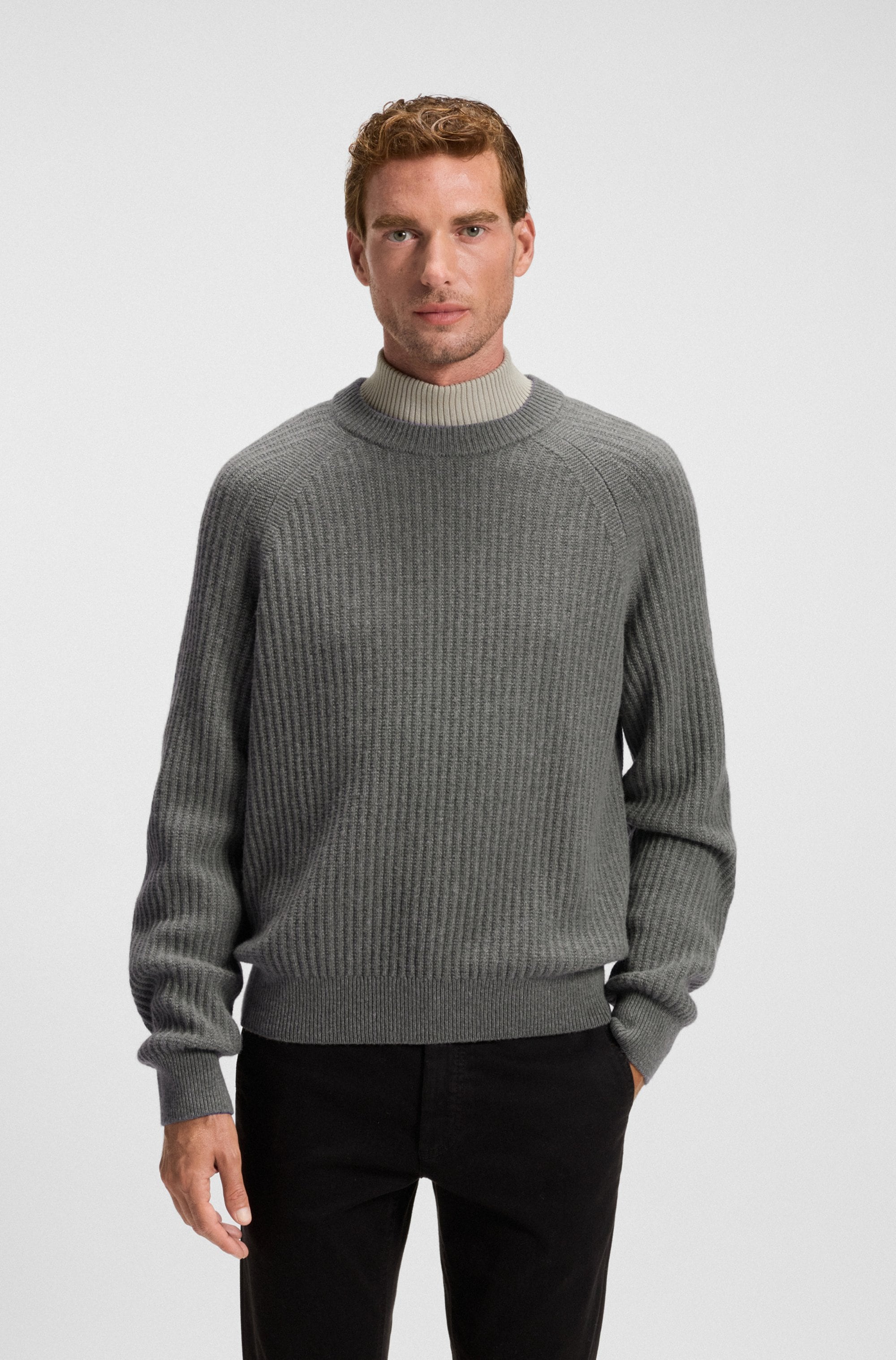 BOSS ORANGE Strickpullover »Klacier« Rundhalsausschnitt, Relaxed Fit, Rippstrick