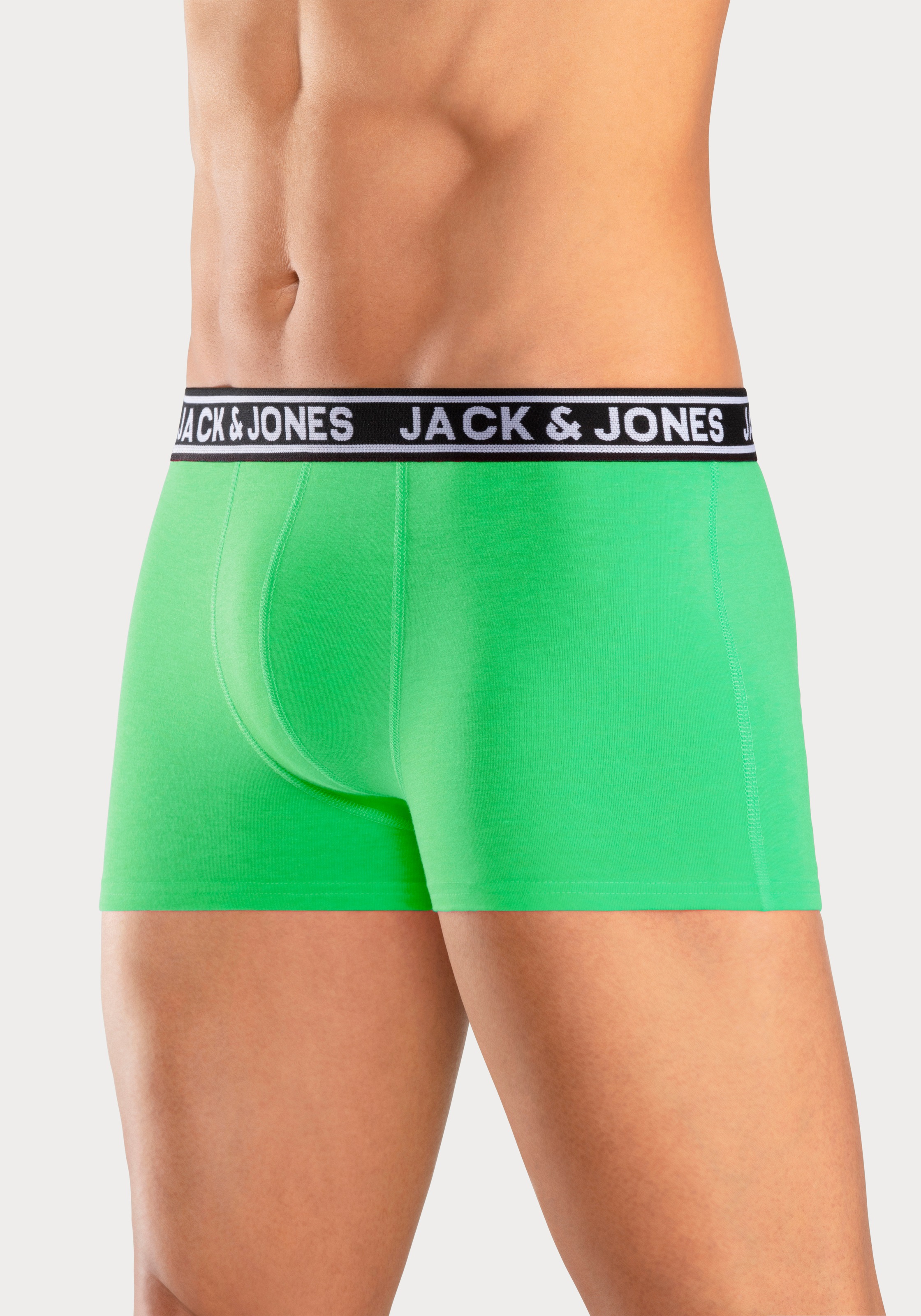 Jack & Jones Trunk »JACCRISP im 6er Pack mit Logobund und Stretchkomfort«, (Packung, 6 St.), unifarben mit Farbeinsatz, modisch, eng anliegend, Baumwollmischung