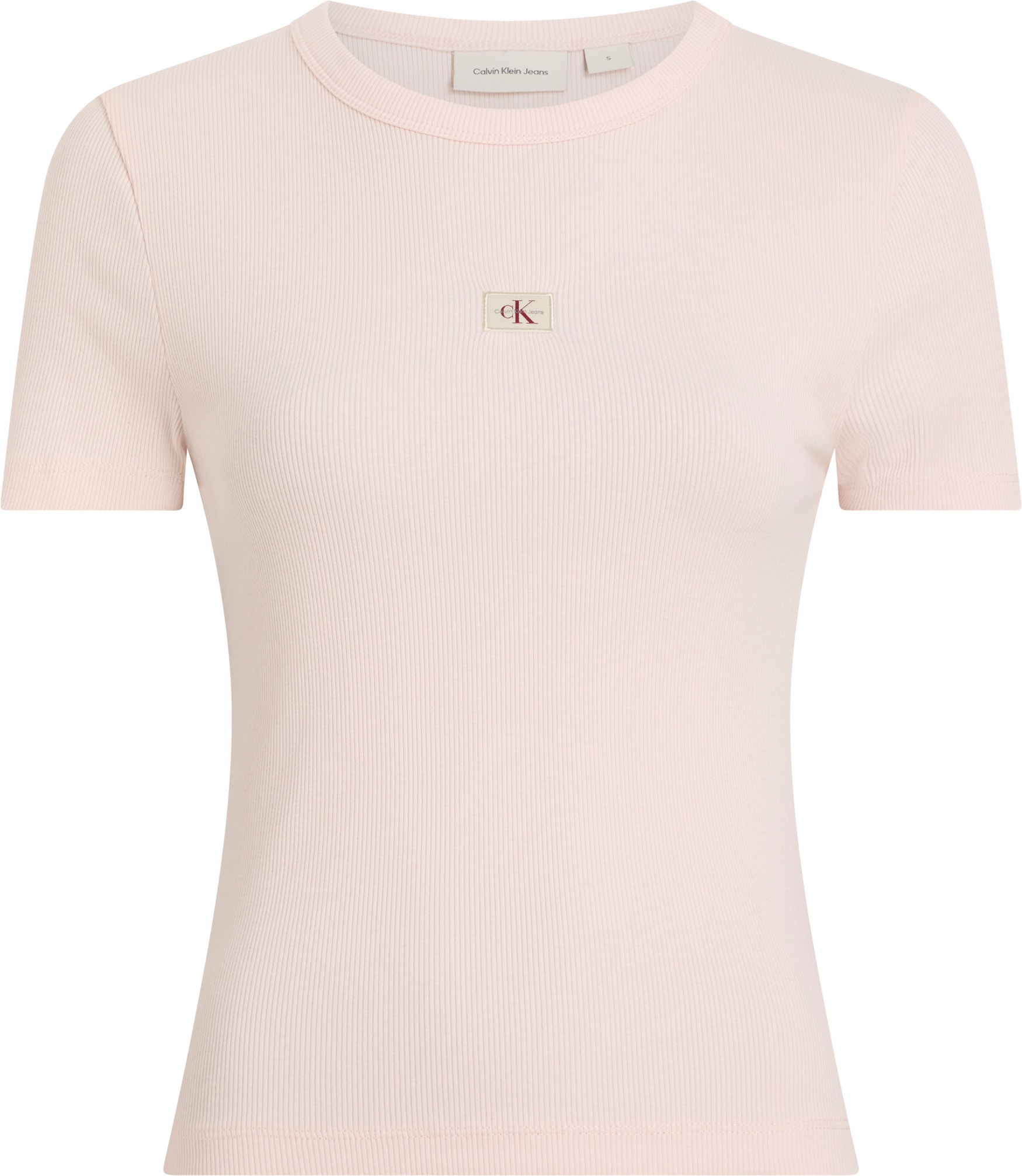 Calvin Klein Jeans T-Shirt »WOVEN LABEL RIB FITTED TEE«, mit Logo