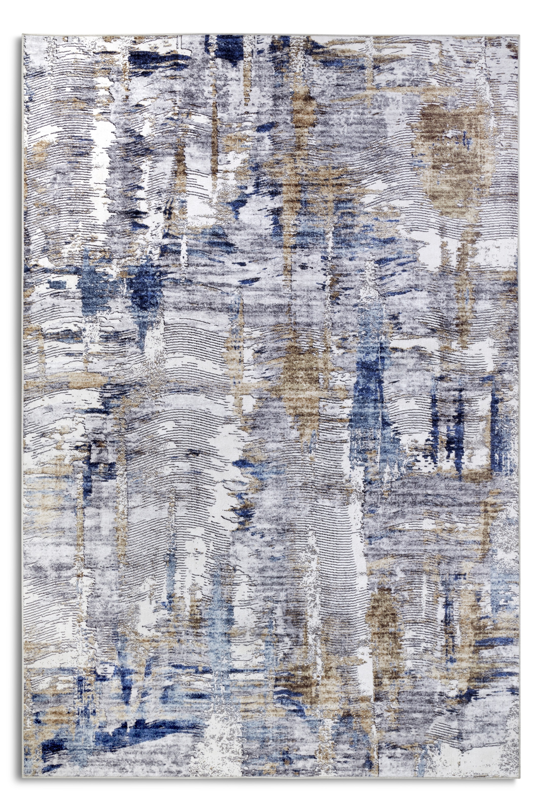 THE RUGS Imagination Shortpile Rug Runner Malard Polyester Abstract Modern Rug in Dark Blue | Size: 80cm x 150cm