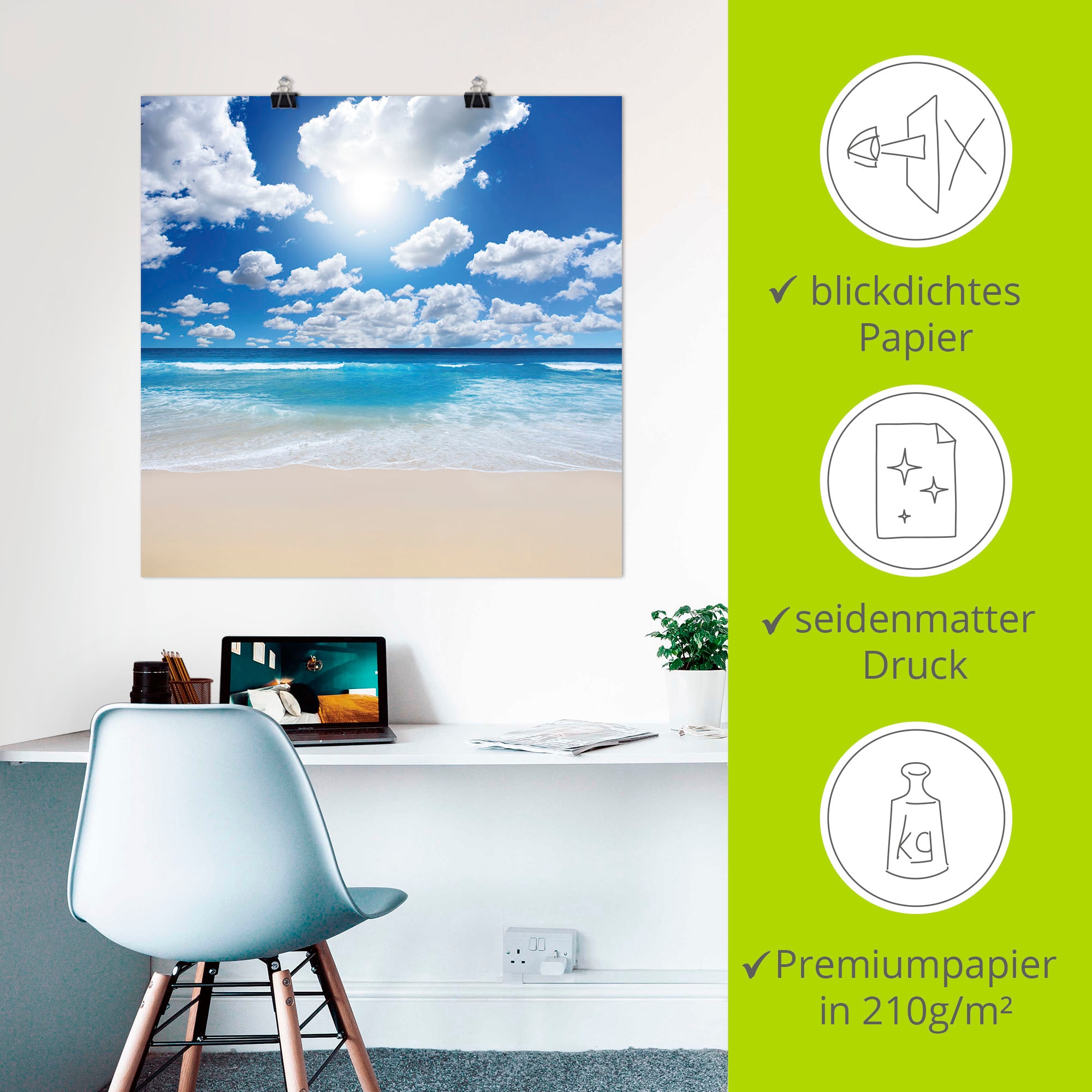 Artland Wandbild »Grossartige Strandlandschaft«, Strand, (1 St.), als Leinwandbild, Poster, Wandaufkleber in verschied. Grössen