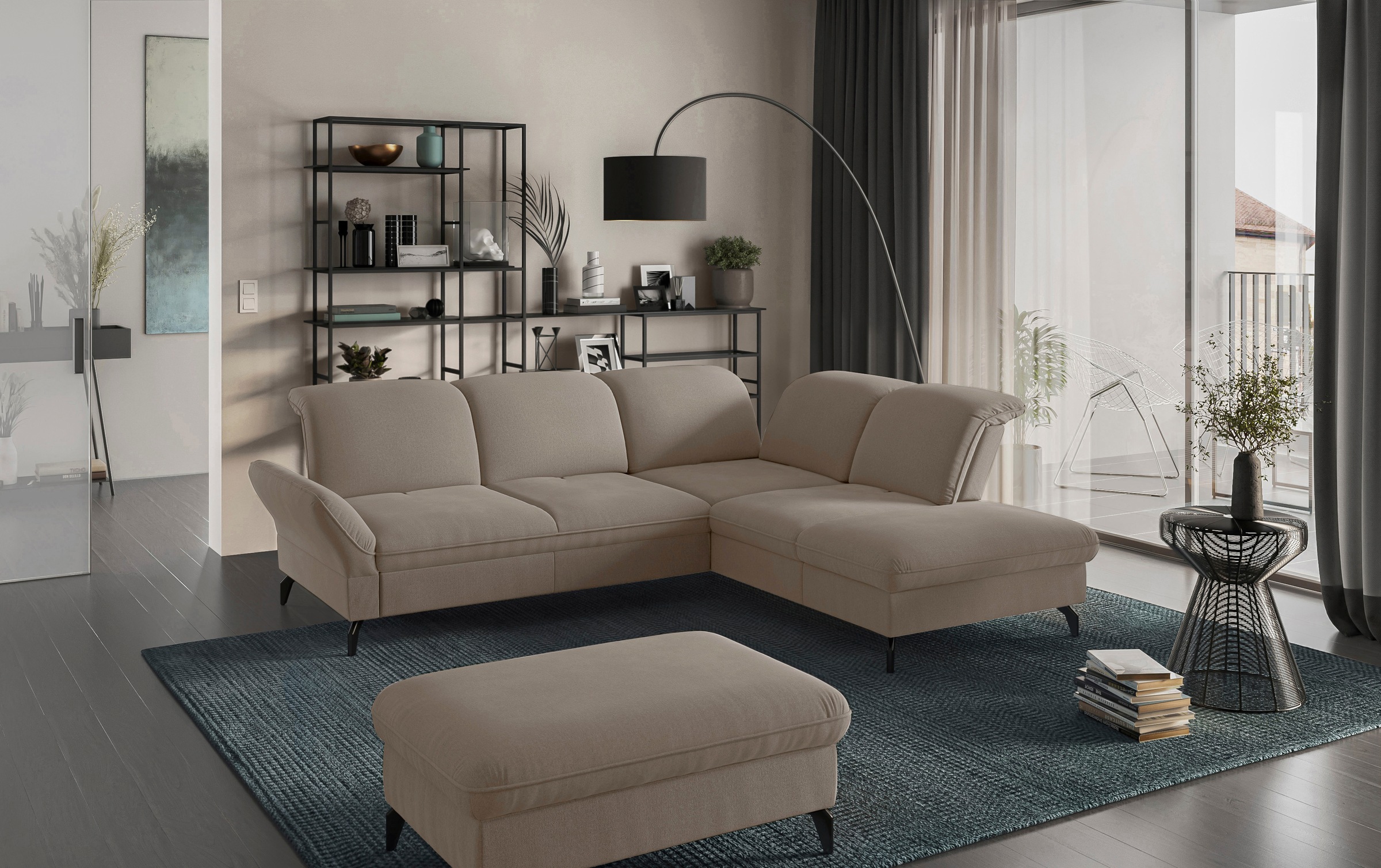 sit&more Ecksofa »Leandro L-Form«, Wahlweise mit Bett-, Kopfteil - und Armlehnfunktion, sowie Stauraum