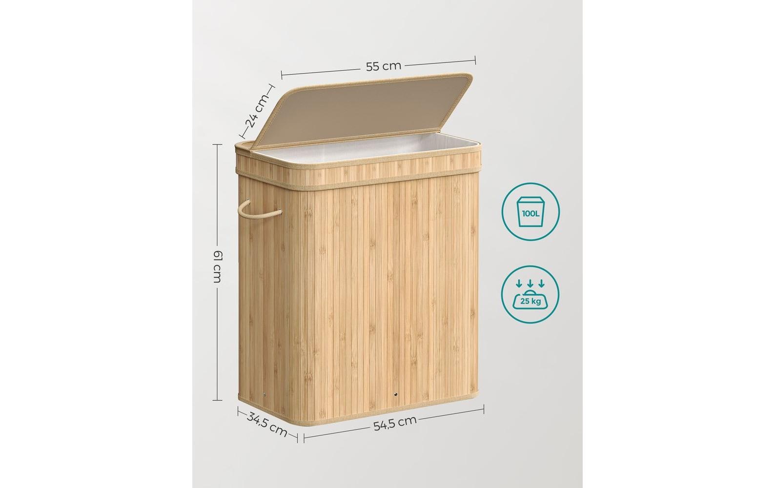 SONGMICS Wäschekorb »100 l Nature«, Holzart: Bambus (China)