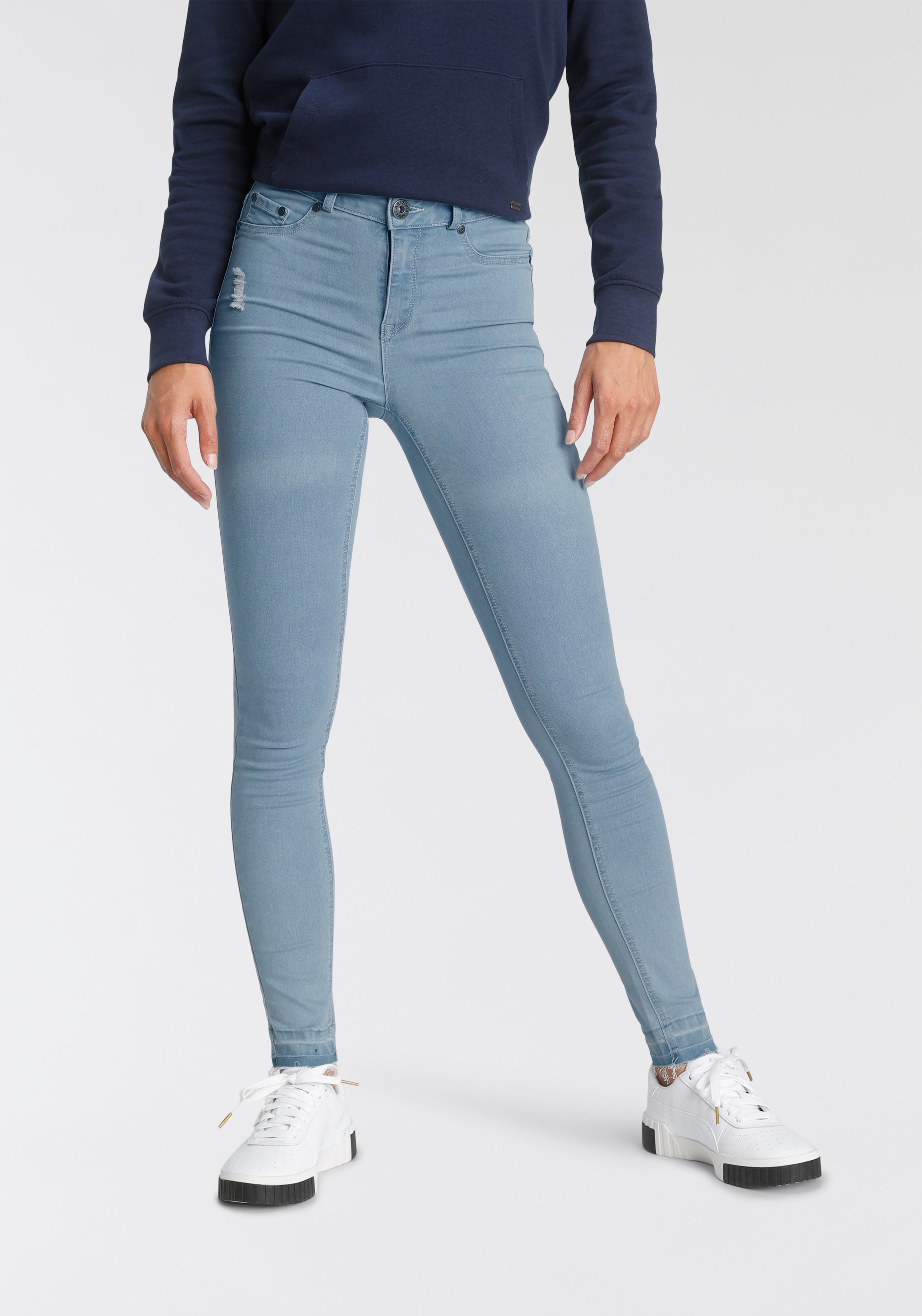 Arizona Skinny-fit-Jeans »Ultra Stretch«, High mit online offenem Schweiz Jelmoli-Versand bei Saum kaufen Waist
