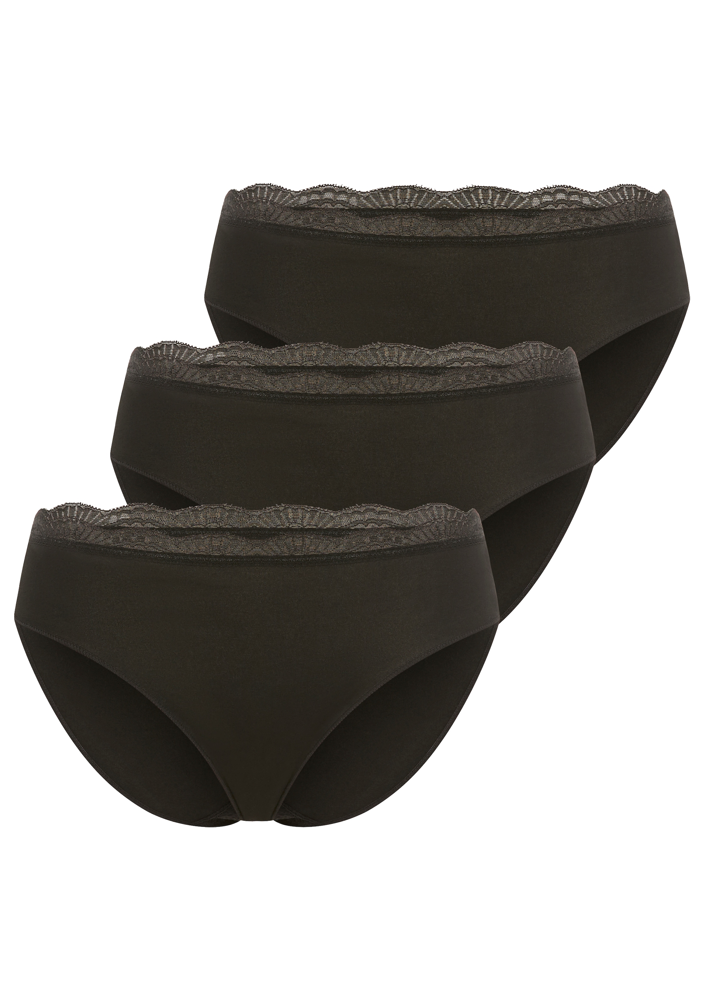 YSABEL MORA Midislip »BASIC COLLECTION COTTON WITH LACE« 3er Pack, mit bedecktem Schnitt und feiner Spitze