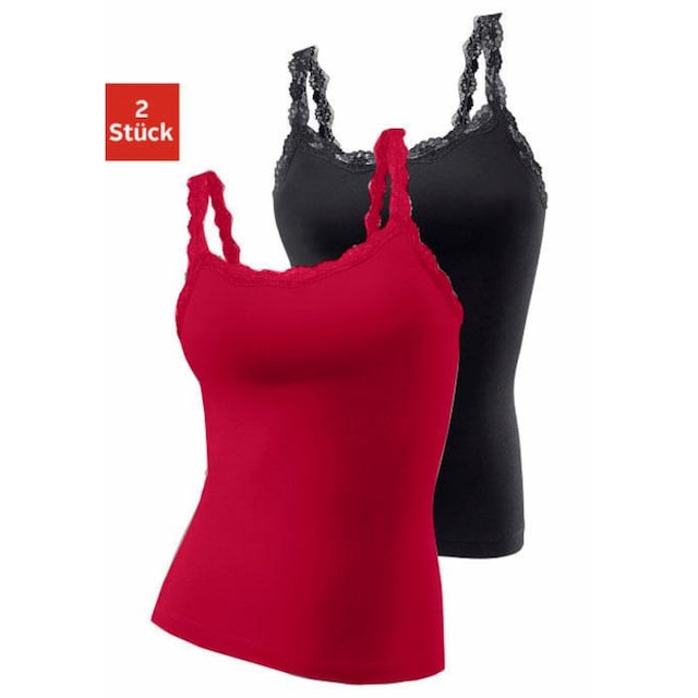 LASCANA Unterhemd, (Packung, 2 St., 2er-Pack), aus elastischer Baumwolle  mit zarter Spitze, Spaghettiträger-Top online kaufen bei Jelmoli-Versand  Schweiz
