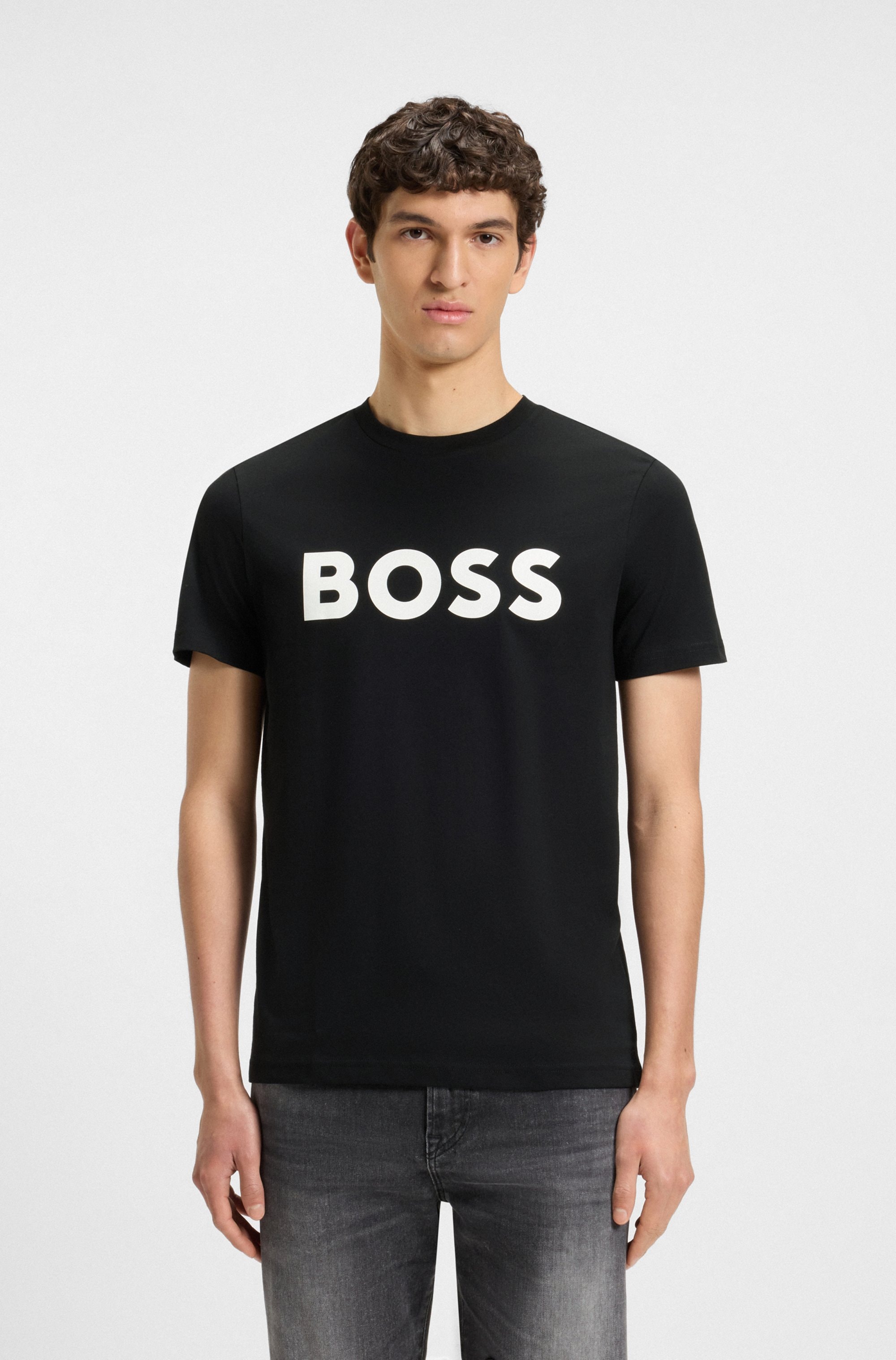 BOSS ORANGE T-Shirt »Thinking« 1 Stk. Rundhalsausschnitt, Regular Fit, grosser Logodruck