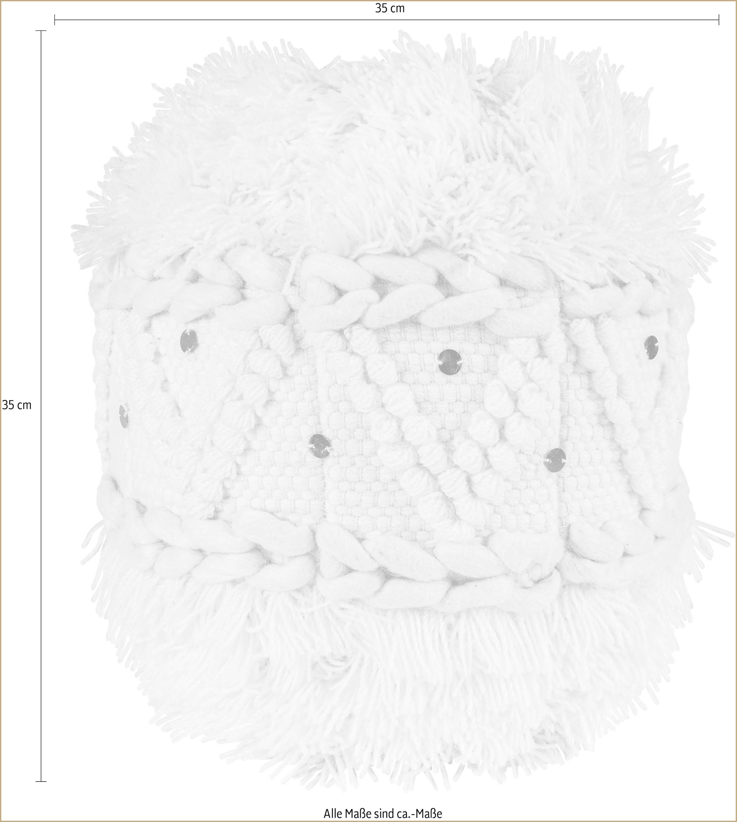 Kayoom Pouf »Bohist 525 35cm x 35cm,  Strukturen mit Fransen und Quasten«, (1 St.), handgefertigt, Unikat, sehr gut kombinierbar, vielfältig im Einsatz