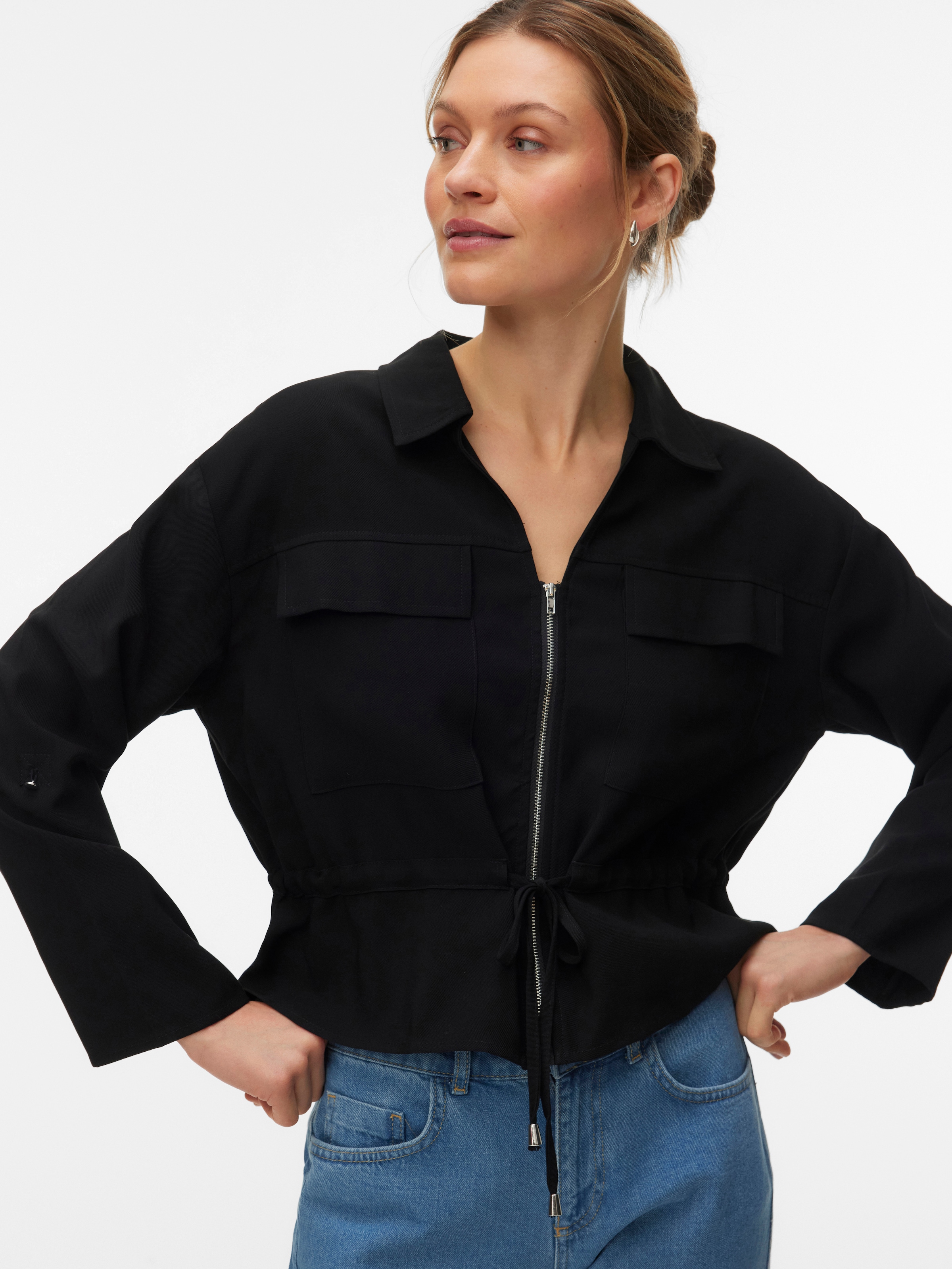 Vero Moda Langarmbluse "VMKATIE LS SHIRT WVN NOOS" Materialmix