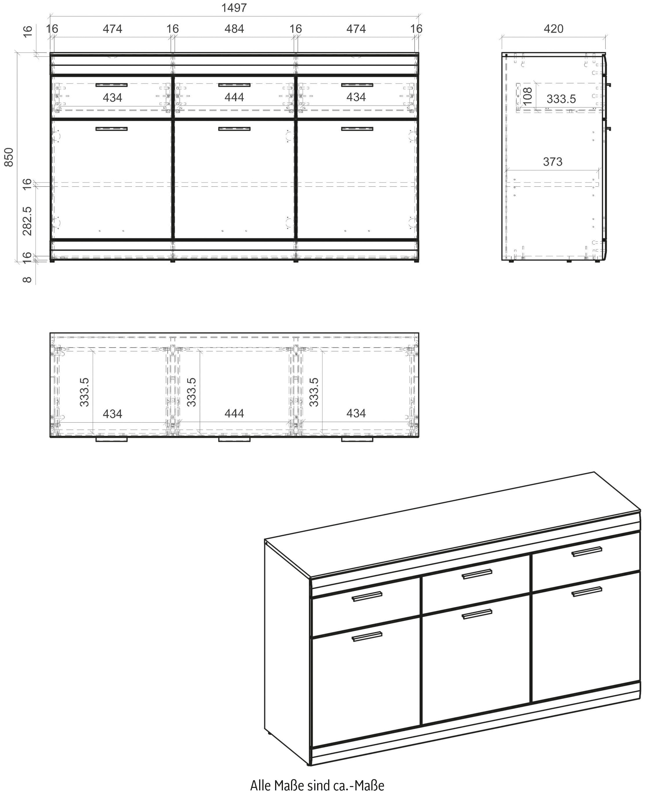 INOSIGN Sideboard »SCARA«, mit Applikation Zinneiche Dekor, Breite 150 cm, mit  Softclose-Funktion acheter en ligne | Jelmoli-Versand