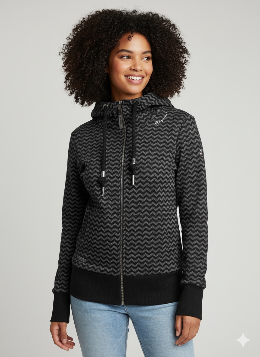 Ragwear Kapuzensweatjacke "YODA ZIP ZIG ZAG O" mit Logostickerei