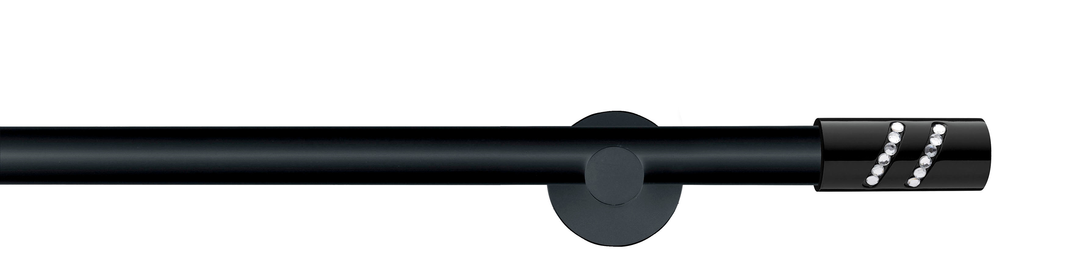 GARESA Gardinenstange "BLACK" Ø 20 mm 1 läufig-läufig Wunschmasslänge Vorhanggarnitur, verlängerbar, Endknopf mit Glitzersteinen