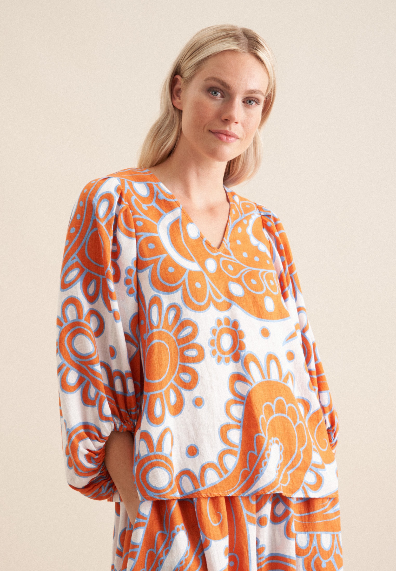 seidensticker Shirtbluse »Schwarze Rose« 3/4 V-Neck Paisley