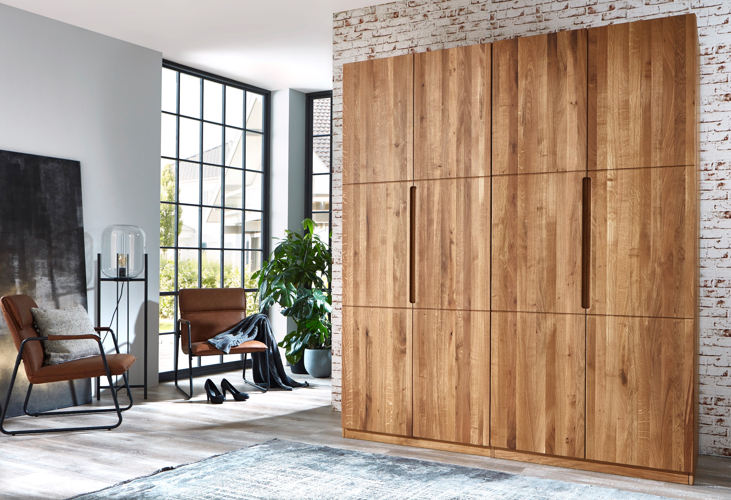 Home affaire Kleiderschrank "Azelie, aus Wildeiche" Massivholz-Kleiderschrank, im 50 cm Raster planbar