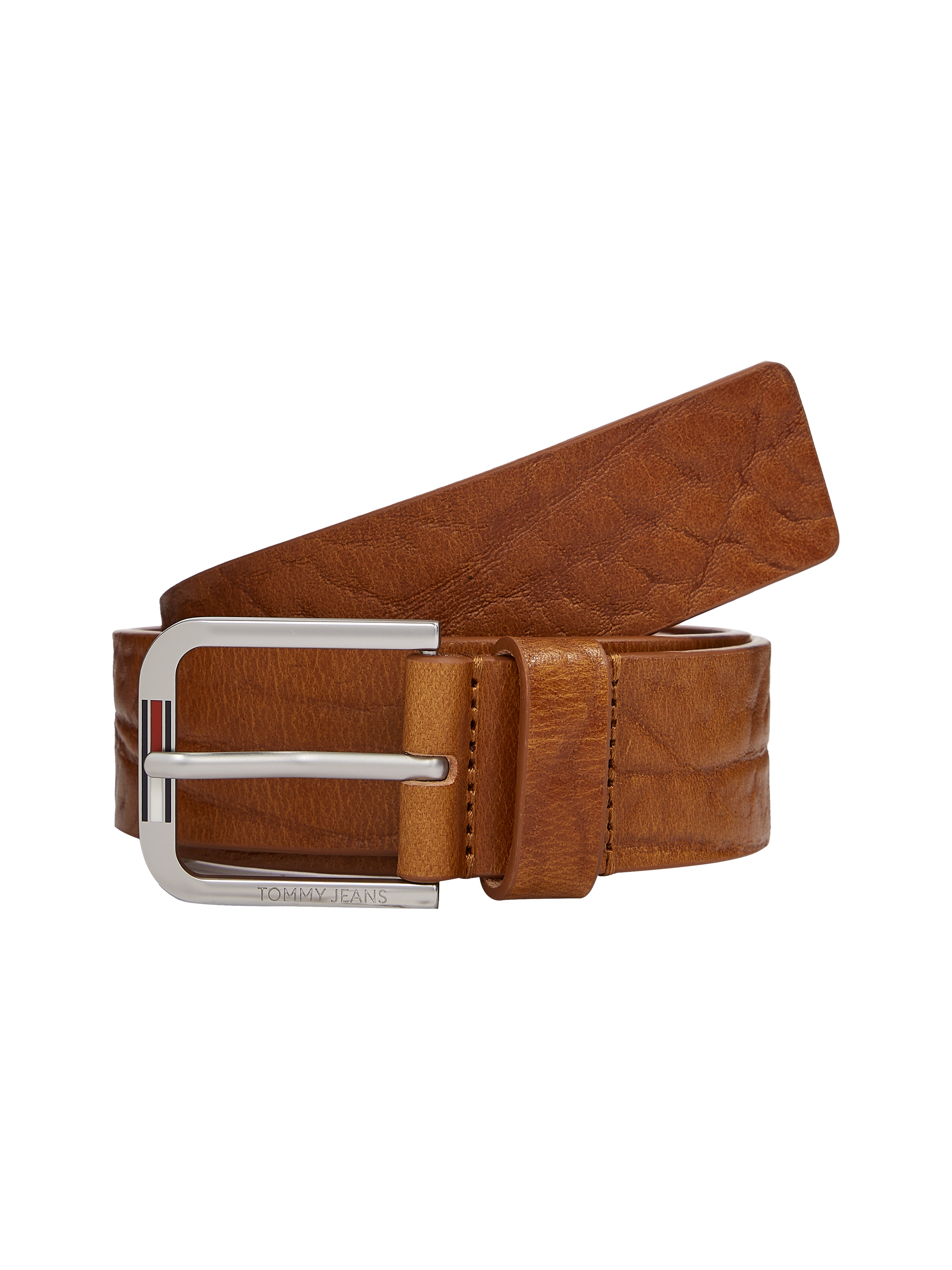 Tommy Jeans Ledergürtel "TJM AUSTIN TEXTURE 3.5 cm breit" Label auf der Schliesse, genarbtes Leder