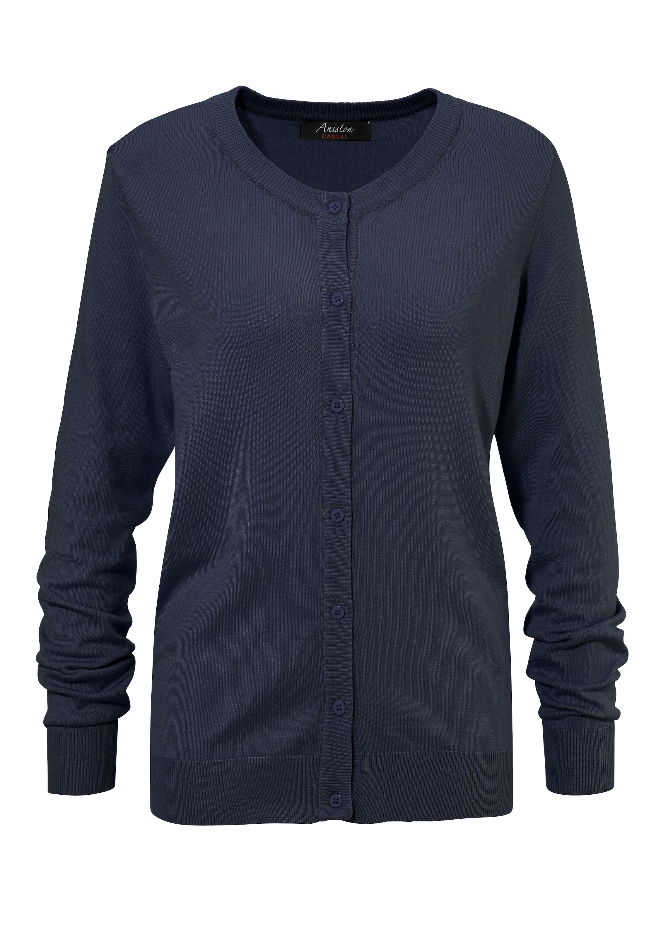 Aniston CASUAL Strickjacke, mit Rundhals-Ausschnitt