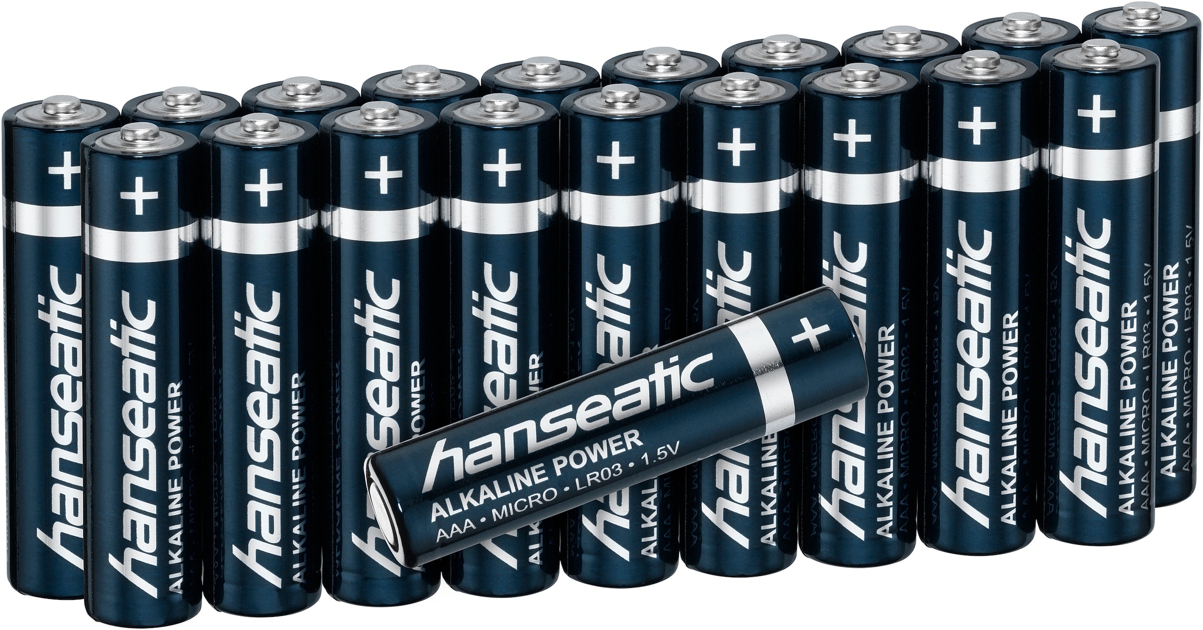 Hanseatic Batterie »20er Pack Alkaline Power, AAA Micro«, LR03, (Packung, 20 St.), bis zu 5 Jahren Lagerfähigkeit