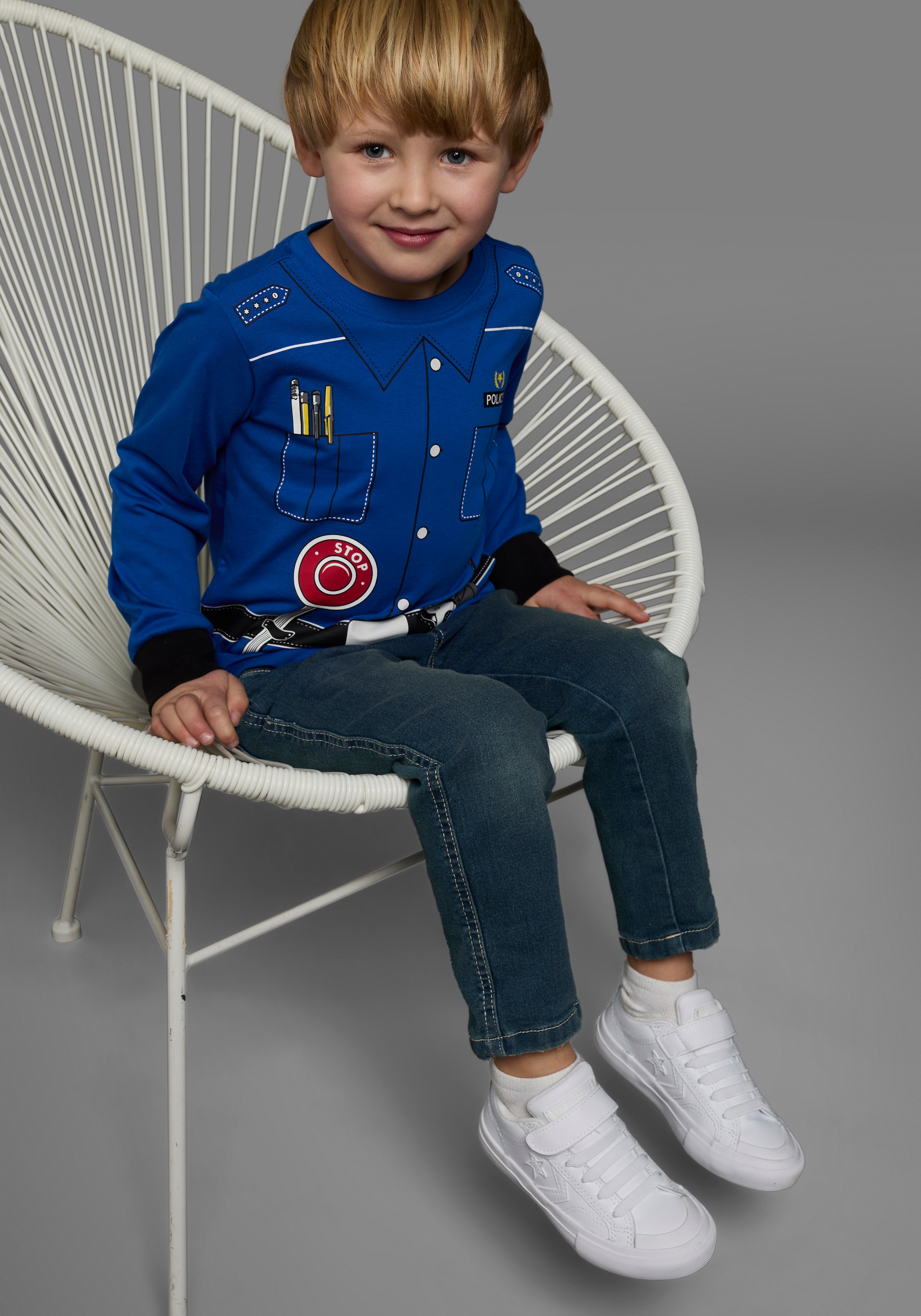 KIDSWORLD Langarmshirt »POLIZEI«, Langarm, Basic-Passform, bedruckt, Rundhalsausschnitt