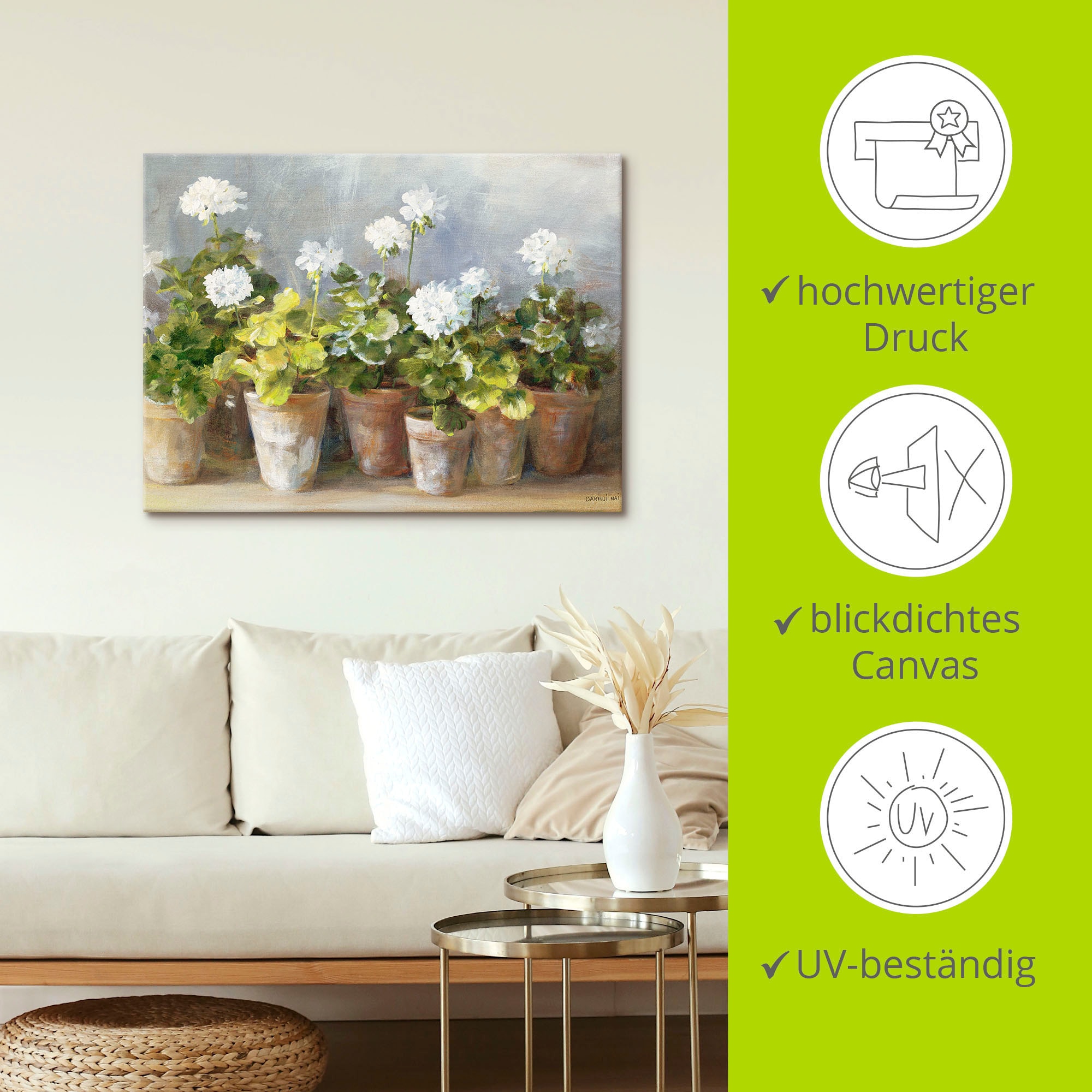 Artland Wandbild »Weisse Geranien«, Blumen, (1 St.), als Leinwandbild, Poster in verschied. Grössen