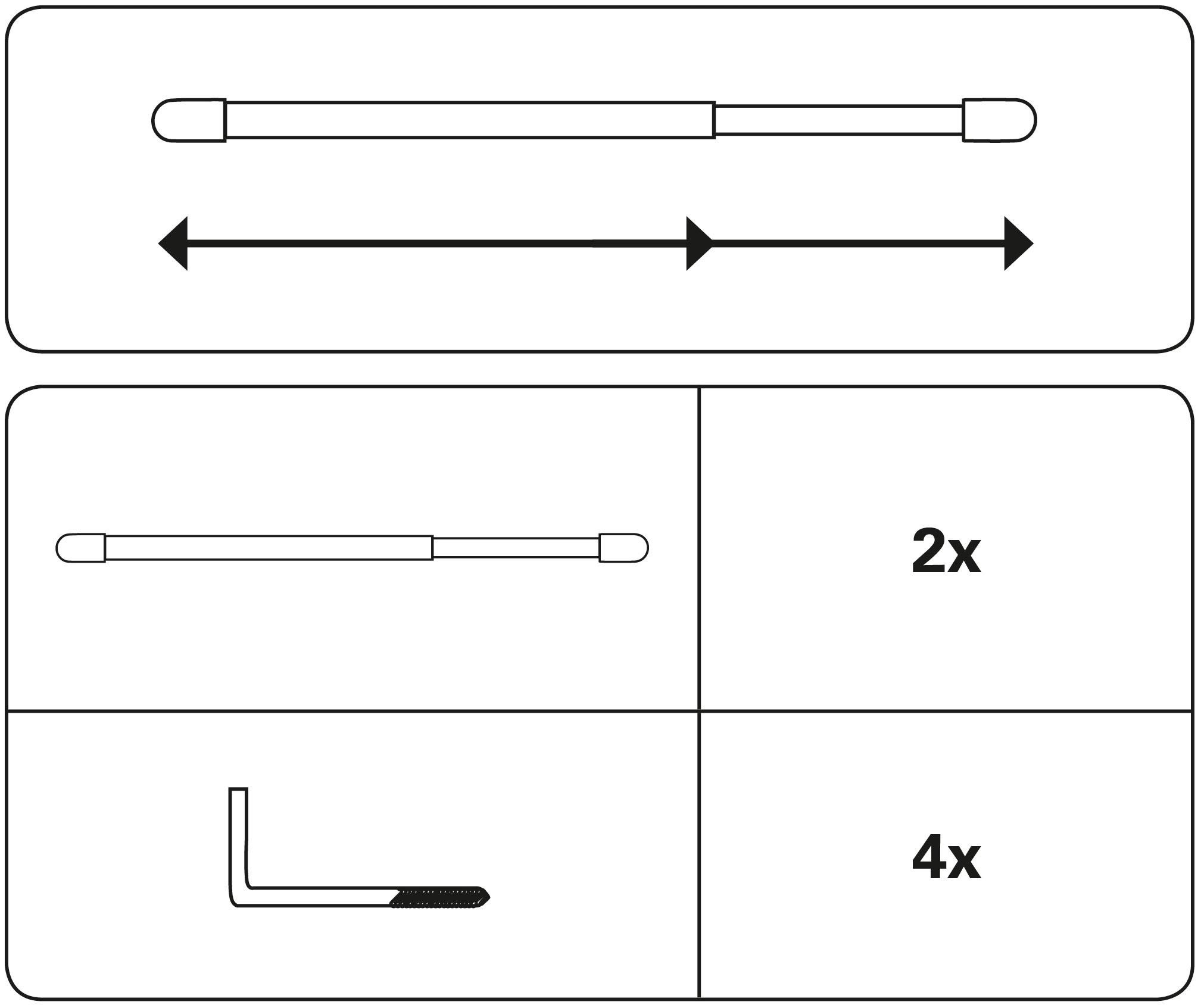 GARDINIA Scheibenstange "Vitragestange" Ø 11 mm 1 läufig-läufig ausziehbar Serie Vitragestange flachoval Ø 11 mm, 2er-Set