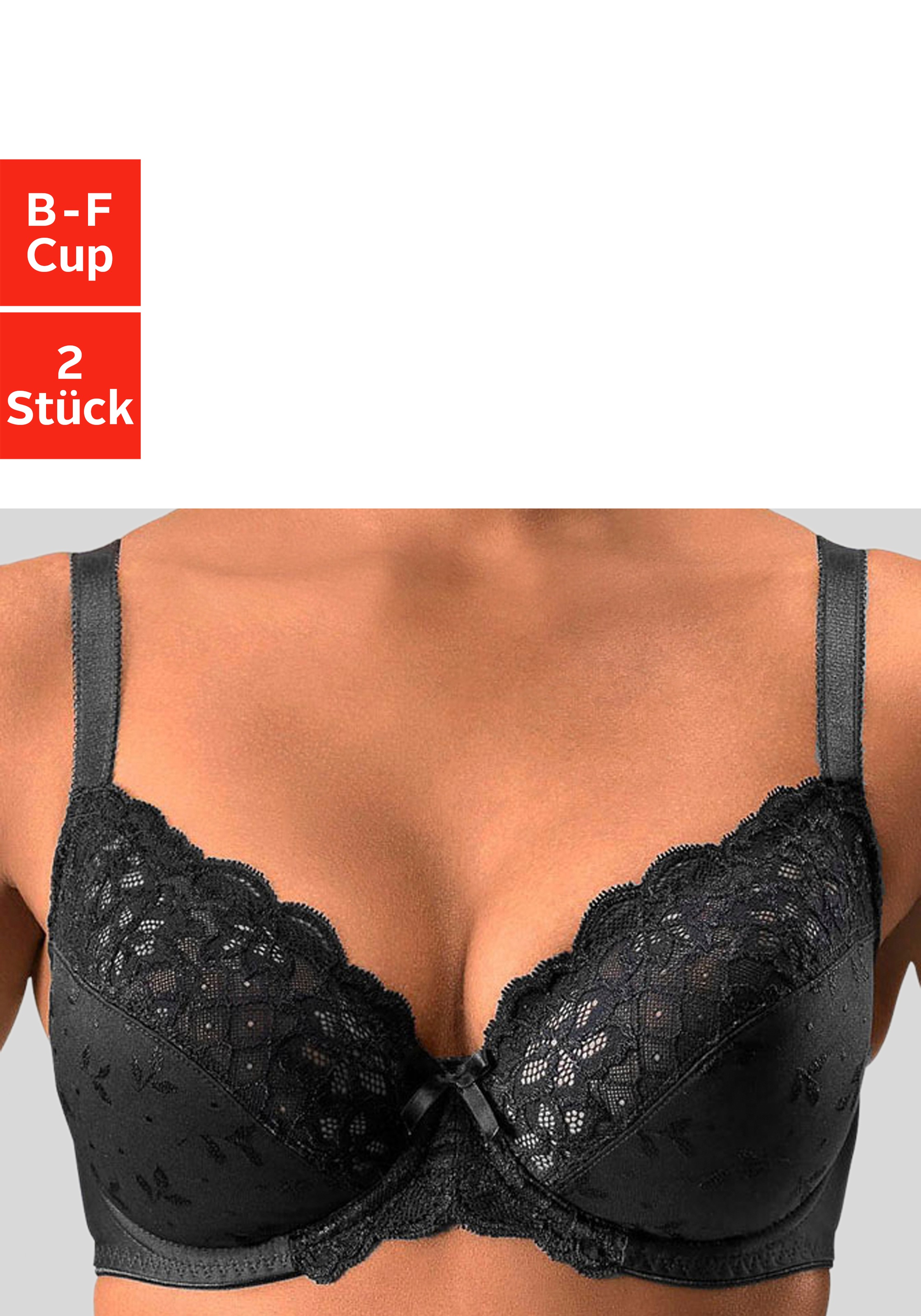 1 Bügel-BH Packung, 2 Stück, mit elastischer Spitze, Dessous