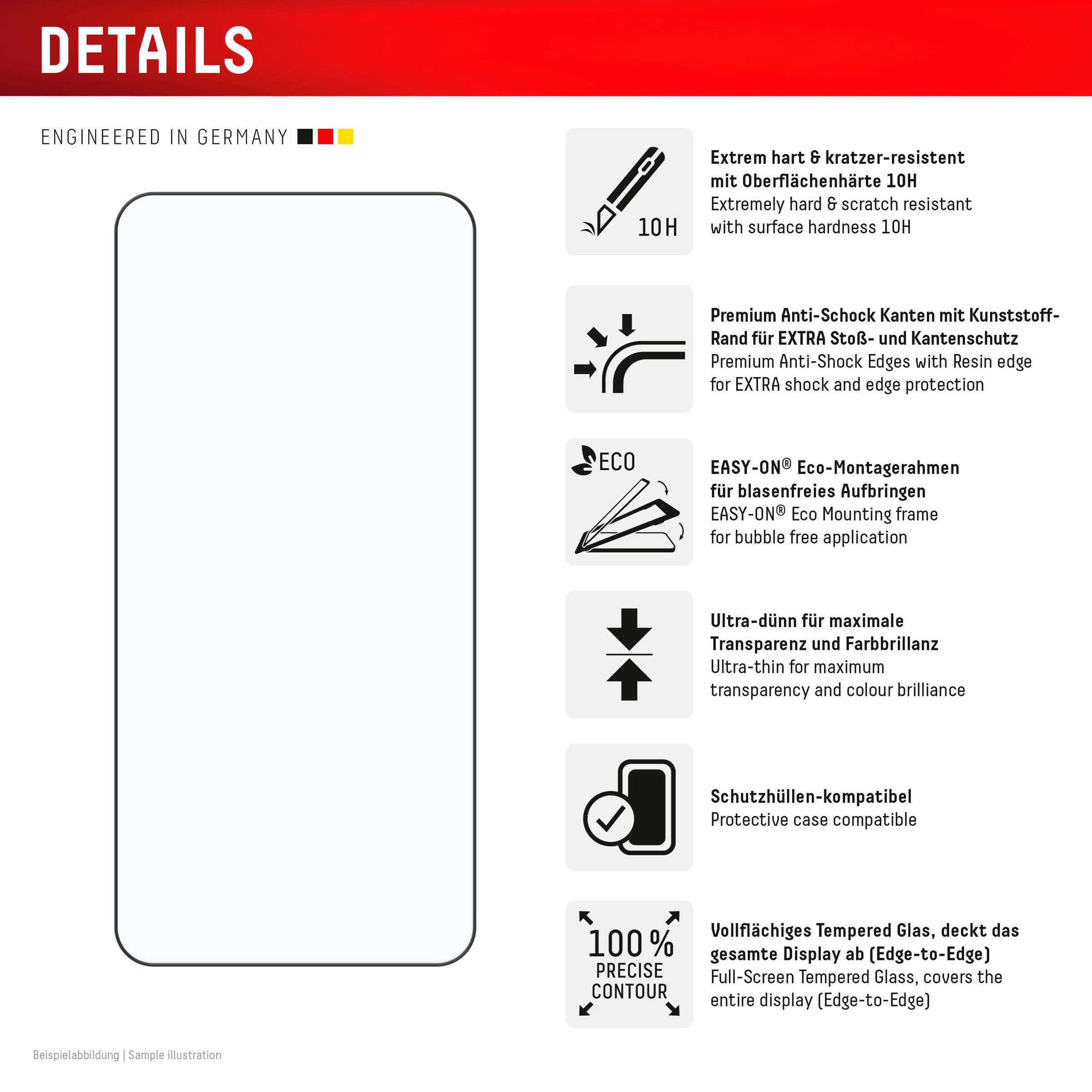 Displex Displayschutzglas »Real Glass FC«, für Samsung Galaxy S24+-Samsung Galaxy S25+, Displayschutzfolie Displayschutz kratzer-resistent 10H splitterfest