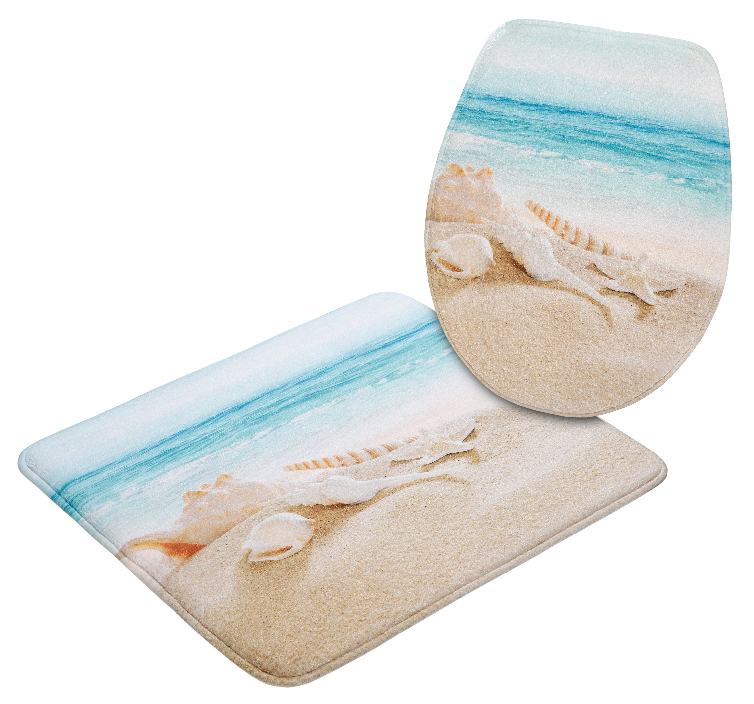 my home Badematte »Strand«, Memory Schaum, fussbodenheizungsgeeignet-schnell trocknend, mit Strand-Motiv, Badematten auch als 2 teiliges Set erhältlich