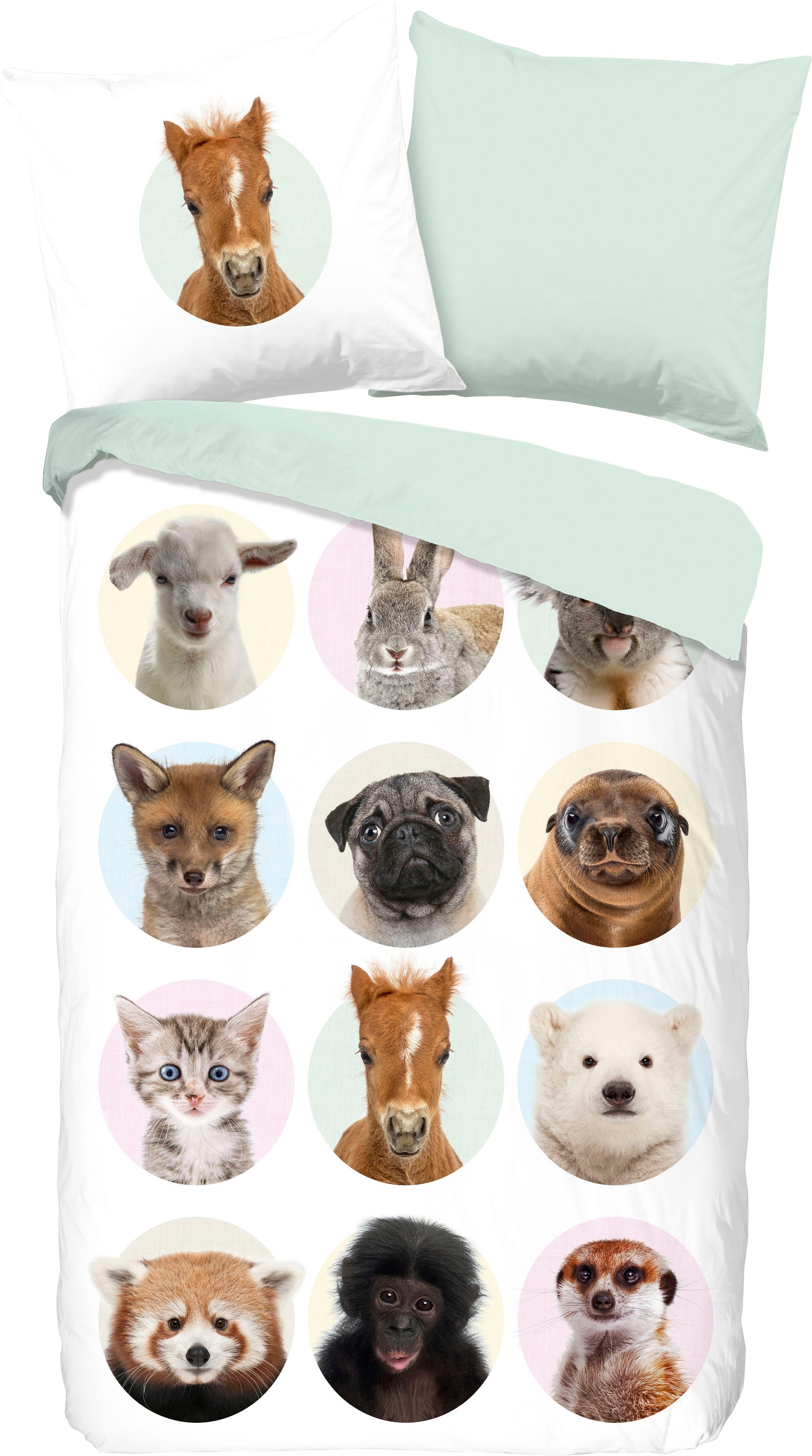 good morning Kinderbettwäsche »Younganimals«, 100% Baumwolle, 135x200, Reissverschluss, Wendeoptik, Kind, Tier