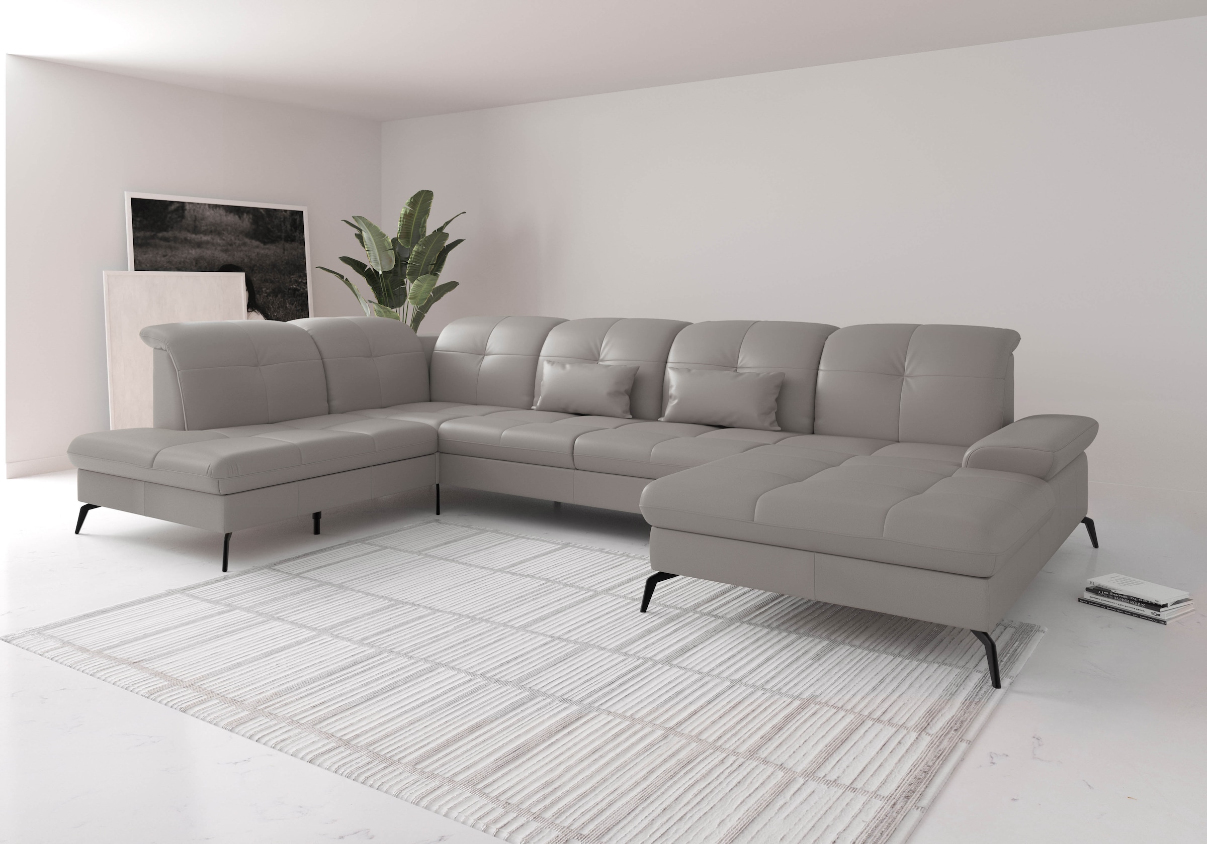 sit&more Wohnlandschaft "Amica, U-Form, inkl. Sitztiefenverstellung und Armteilverstellung" wahlweise mit Kopfteilverstellung, Bettfunktion und Bettkasten